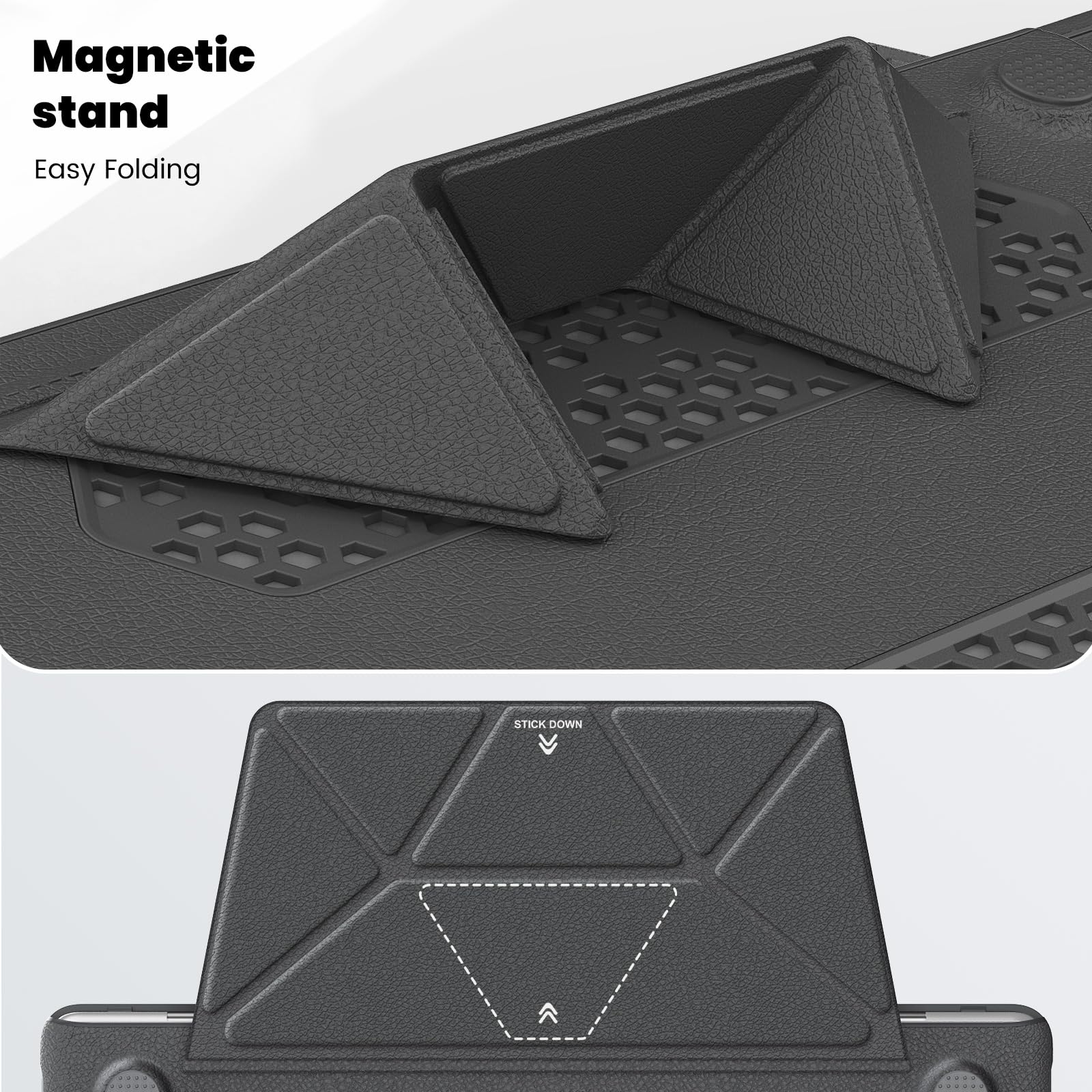 ProElite Case for MacBook Air 13.6 inch 2022 2023 2024 2025 Release M5/M4/M3 A3113 M2 A2681 with Touch ID, Slim Leather case with Foldable Stand, Grey 2