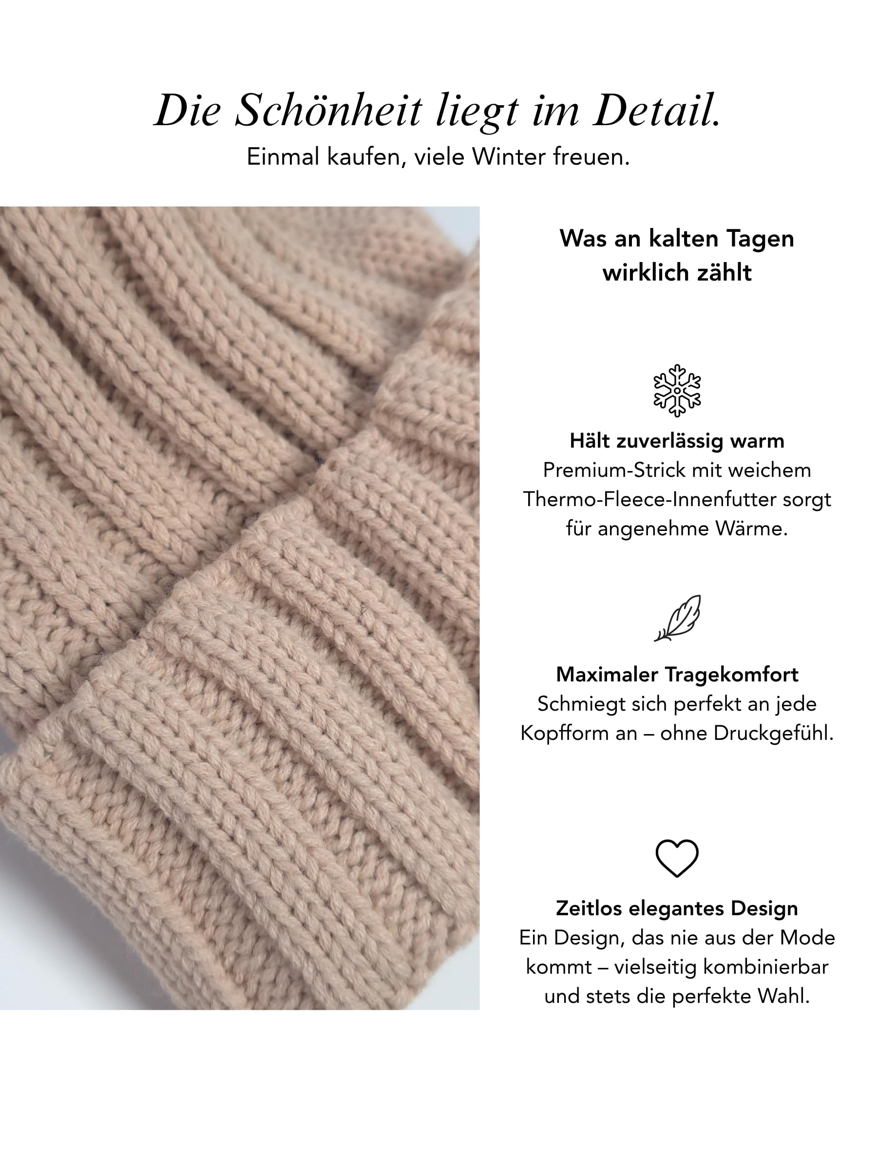Baesics Gorro de invierno para mujer y hombre, con pompón forrado con pompón de piel sintética, estilo Beanie, fabricado en la UE, talla única, cálido y elástico con forro polar