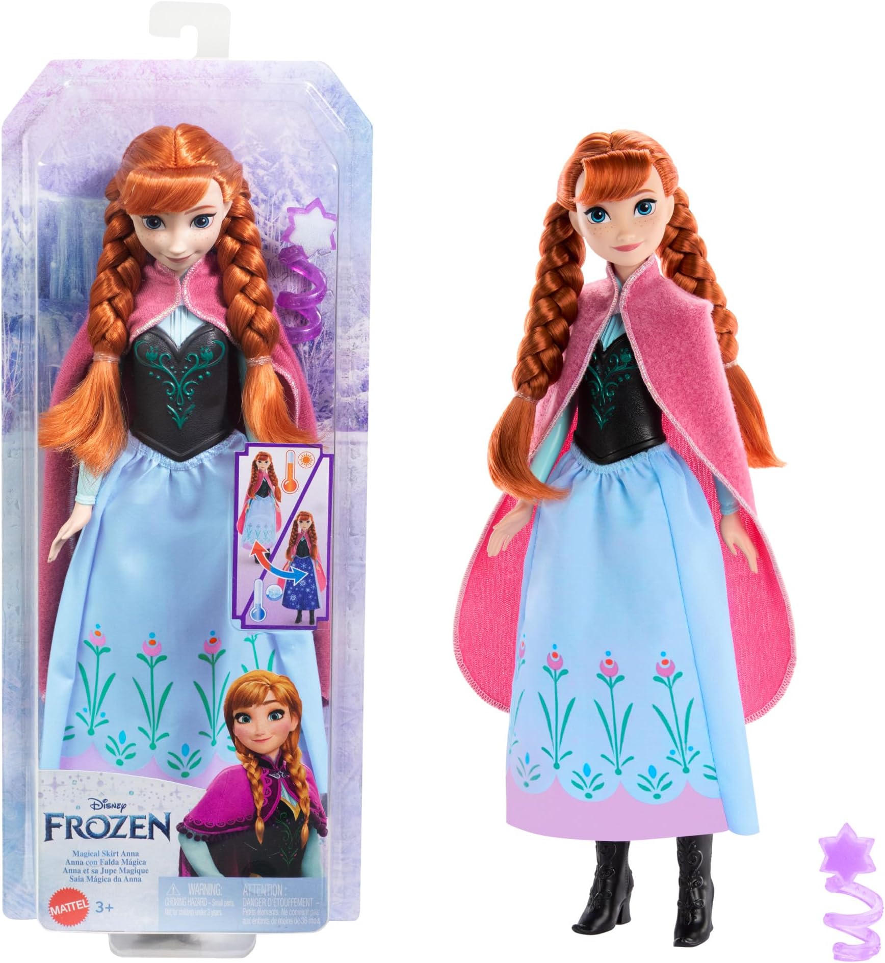 Disney Frozen Anna Magical Color-Change Skirt Fashion Doll, Inspired by Disney Movie, Posable, HTG24