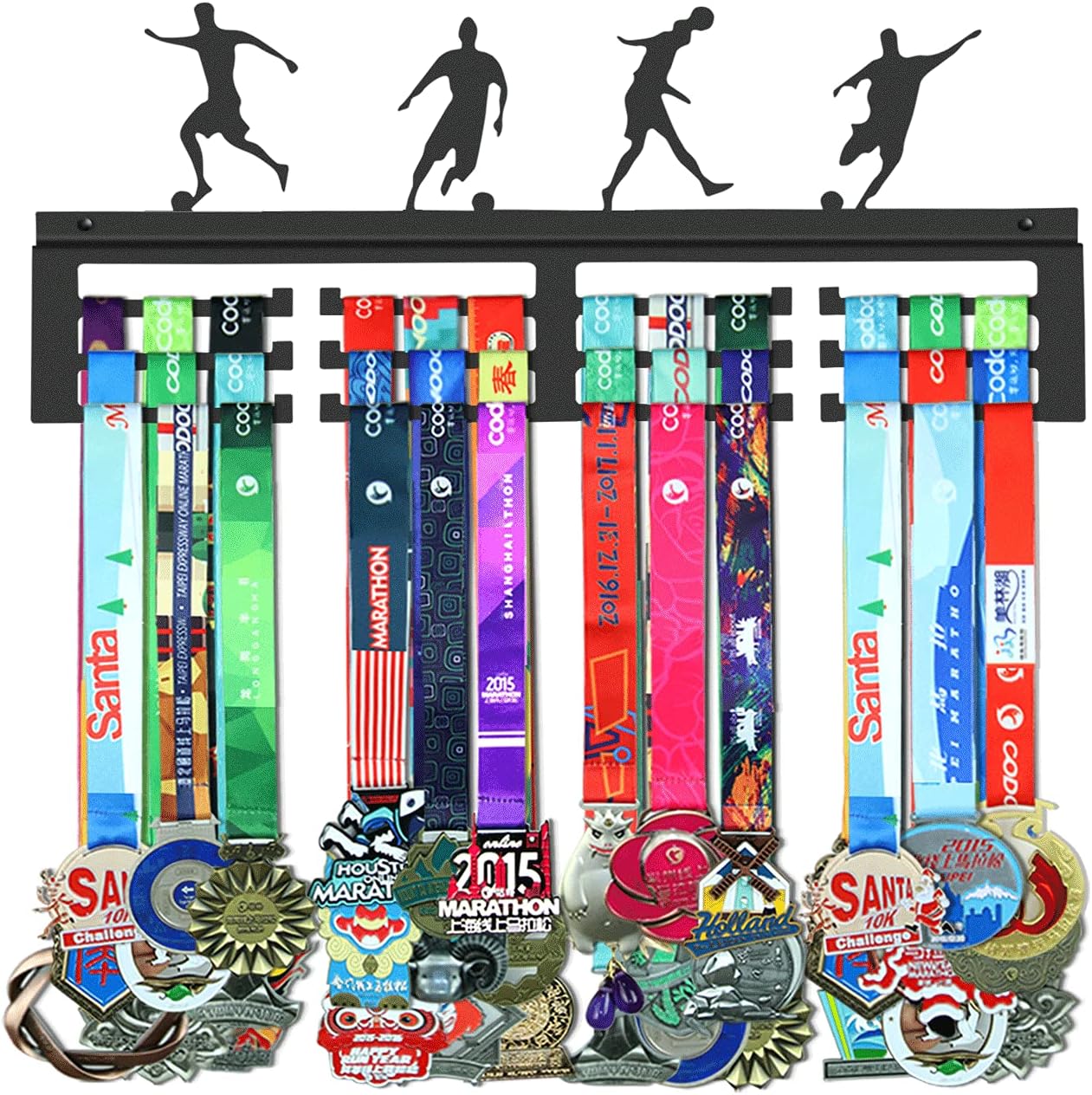 GENOVESE Medal Hanger Display Rack, Soccer Awards Holder,Sturdy Black Steel Metal,Wall Mount Medals