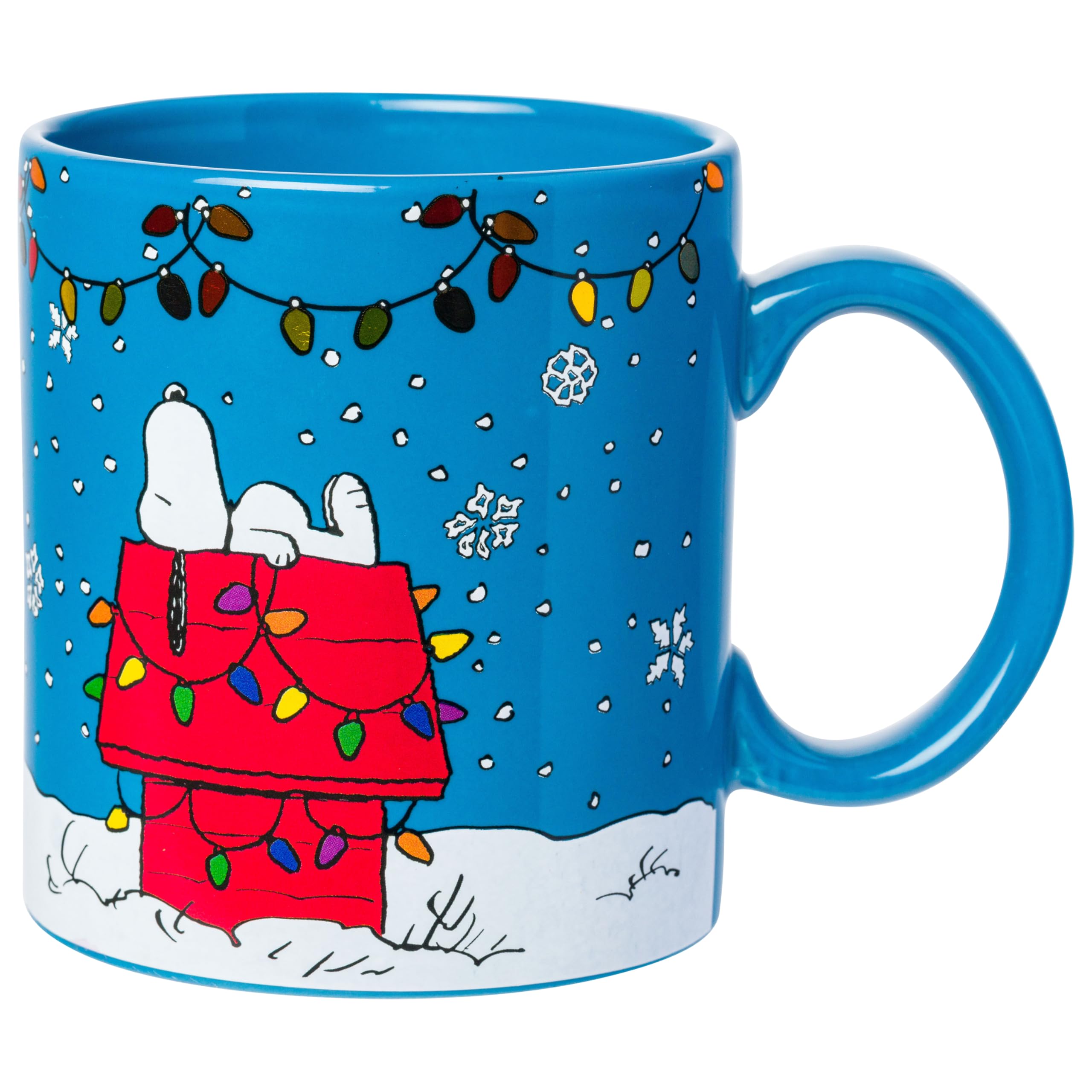 Silver Buffalo Ceramic Peanuts Snoopy Snowy Dog House Foil 20Oz Mug