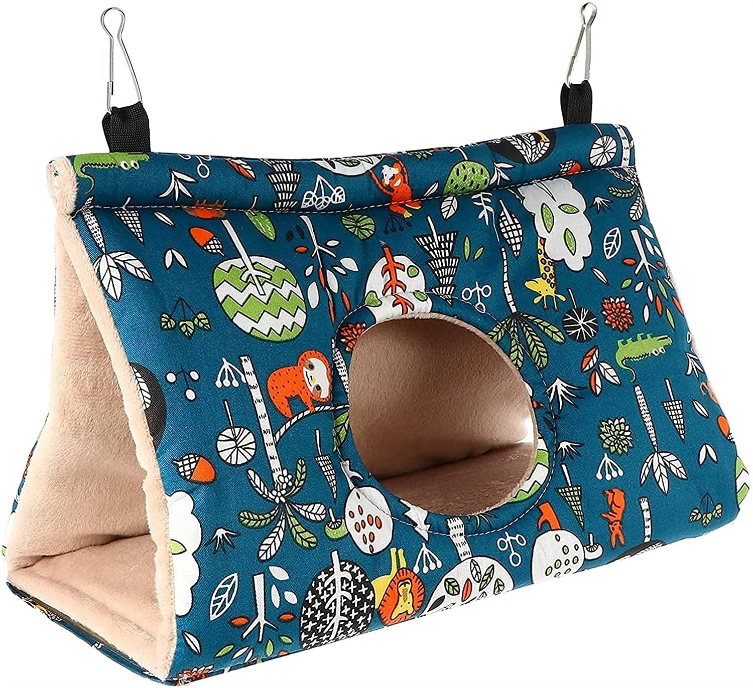 Nid Oiseau Cage Oiseau Perroquet Hamac Hiver Chaud Coton Nid Maison Lit Hamac Cage Suspendue Triangle Perroquet Hamac Reste Nid 916(Color:Blue;Size:25X17cm)
