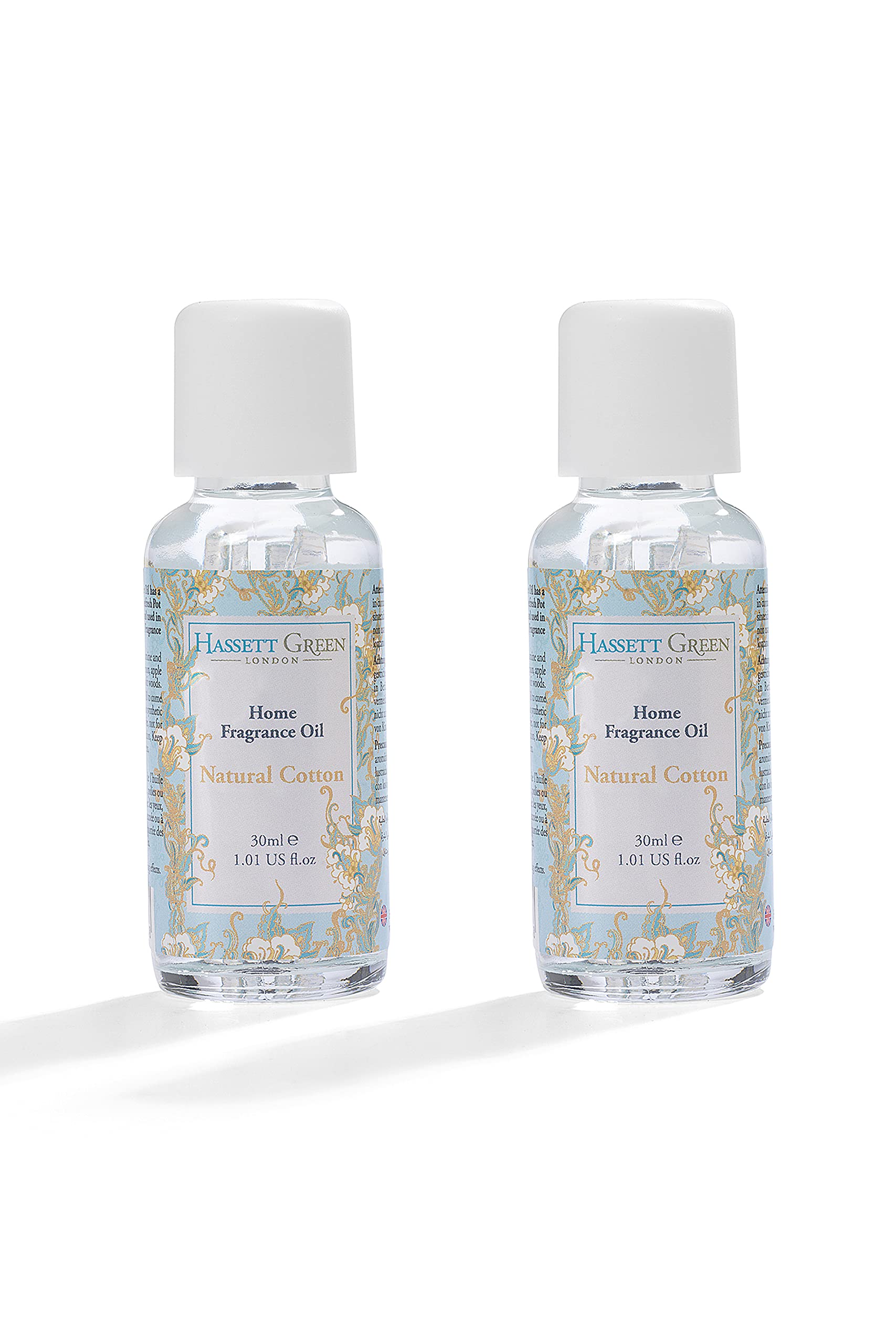 Natural Cotton Fragrance Oil - Two 30ml Glass Bottles - Suitable for Ultrasonic Diffusers Humidifiers & More
