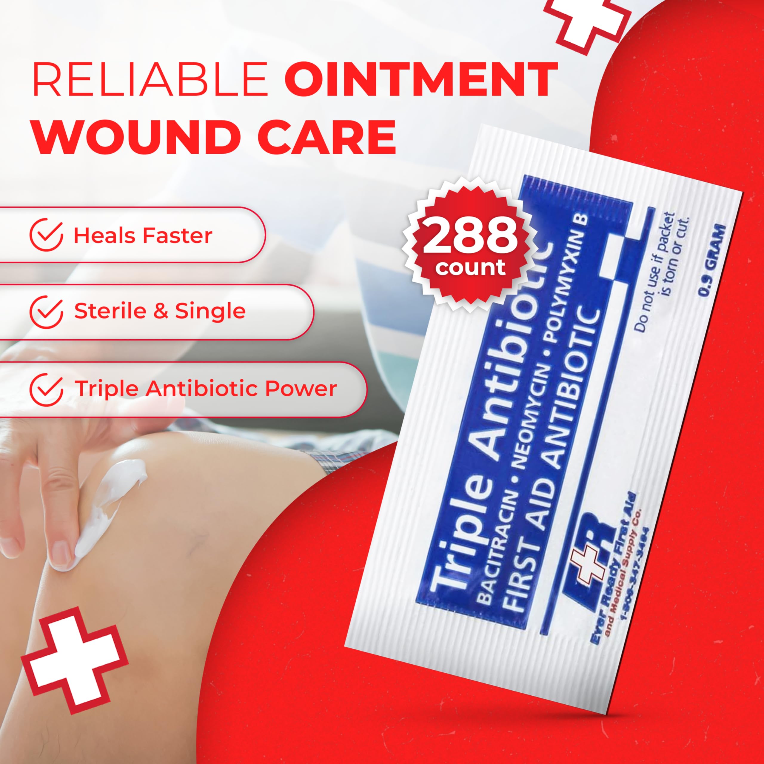 Triple Antibiotic Ointment .9g Packets – First Aid Cream with Neomycin, Bacitracin, Polymyxin B – Wound Care for Infection Protection – 2 Boxes of 144 – 288 Count : Health & Household