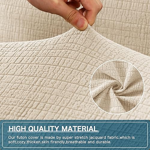 Miniatura 2 de H.VERSAILTEX Fundas de futón 100% impermeables, a prueba de fugas, sin brazos, funda de sofá cama jacquard elástica, funda lavable para futón,