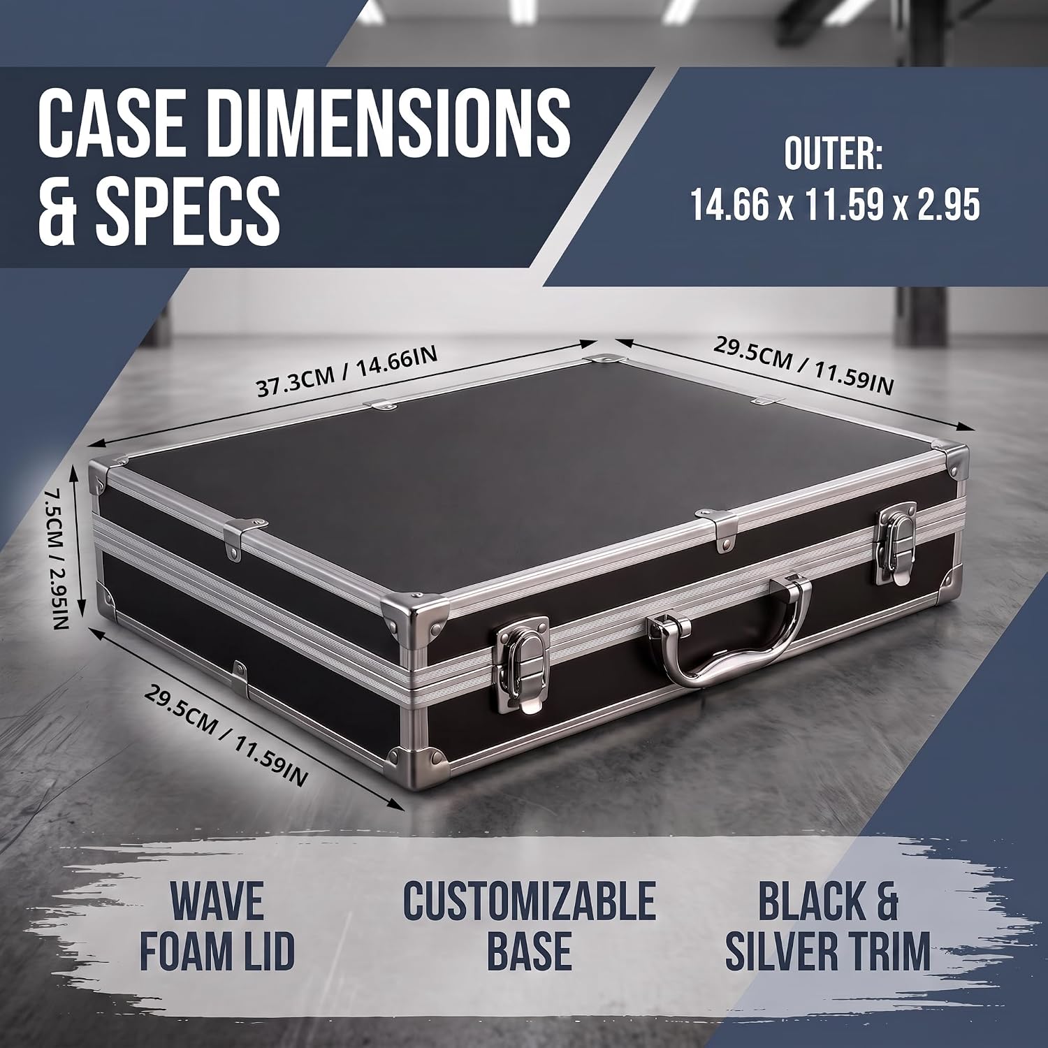 SUPVOX Aluminum Hard Case with Wave Foam Lid and Empty Base for Tools image 2