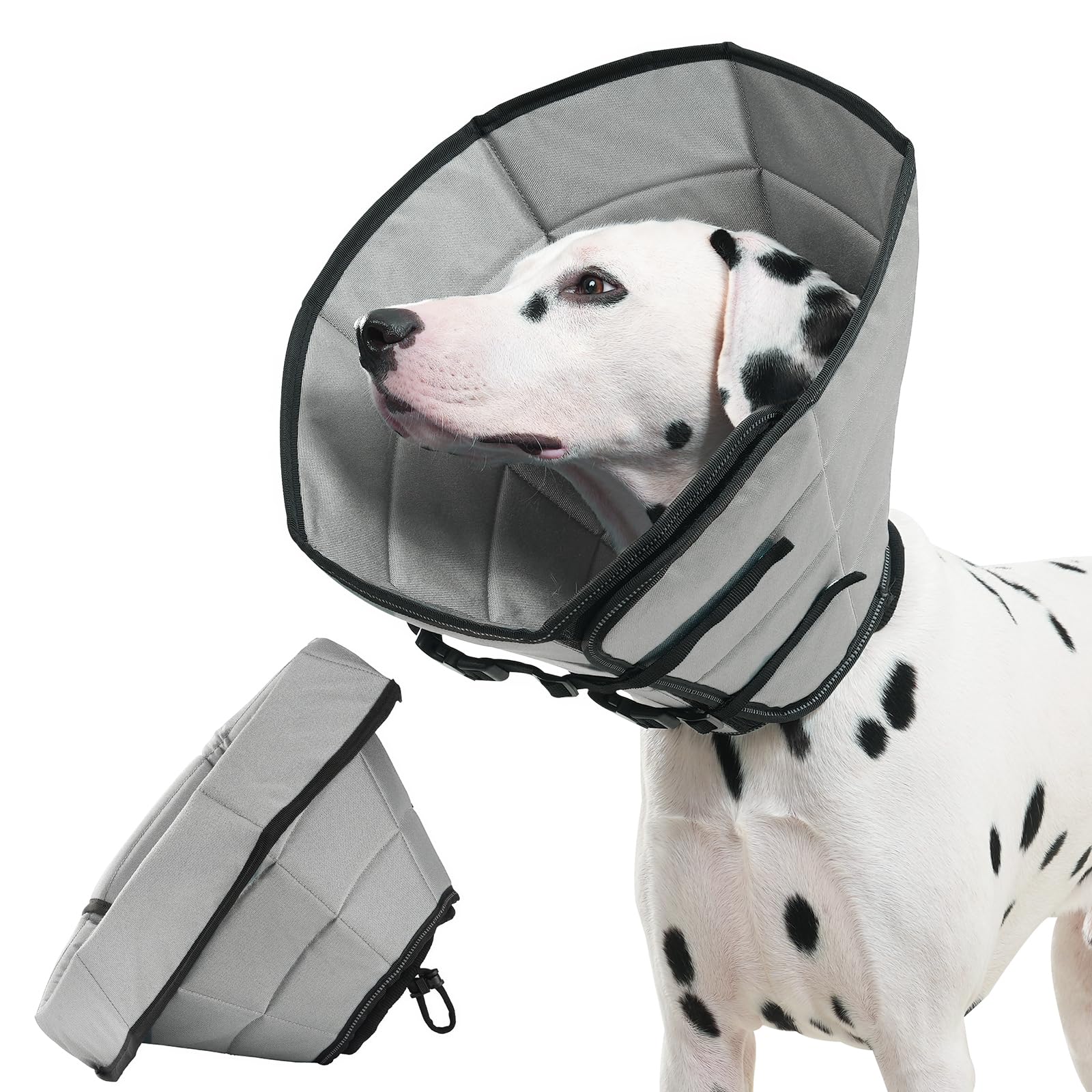 Avont Soft Dog Cone After Surgery, Buster Collars for Dogs, Pet Elizabethan Recovery Neck Collar, Head Cone Prevent Licking -Grey(XL)
