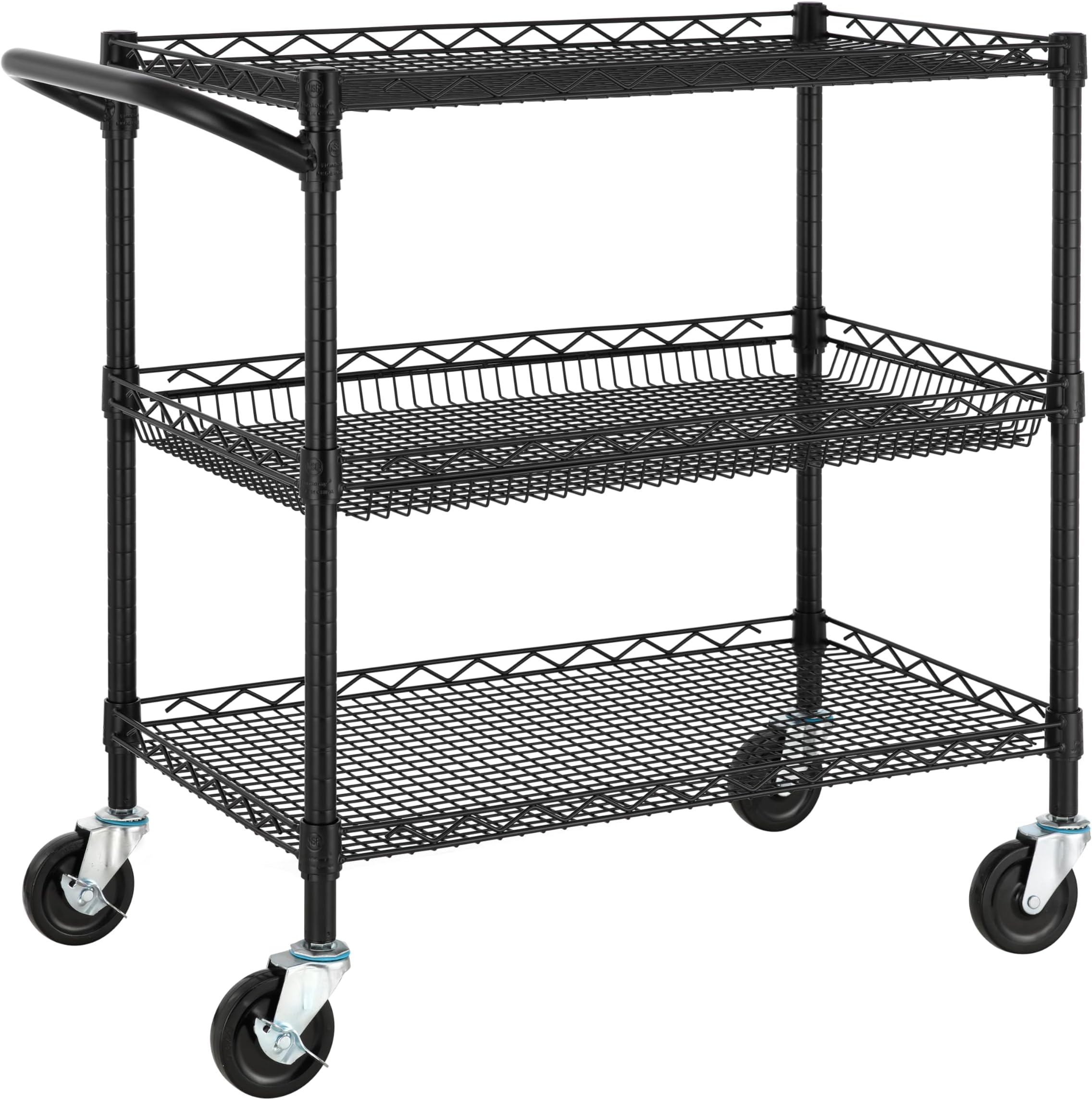Takywep Service Cart Heavy Duty 3Shelf Rolling Utility