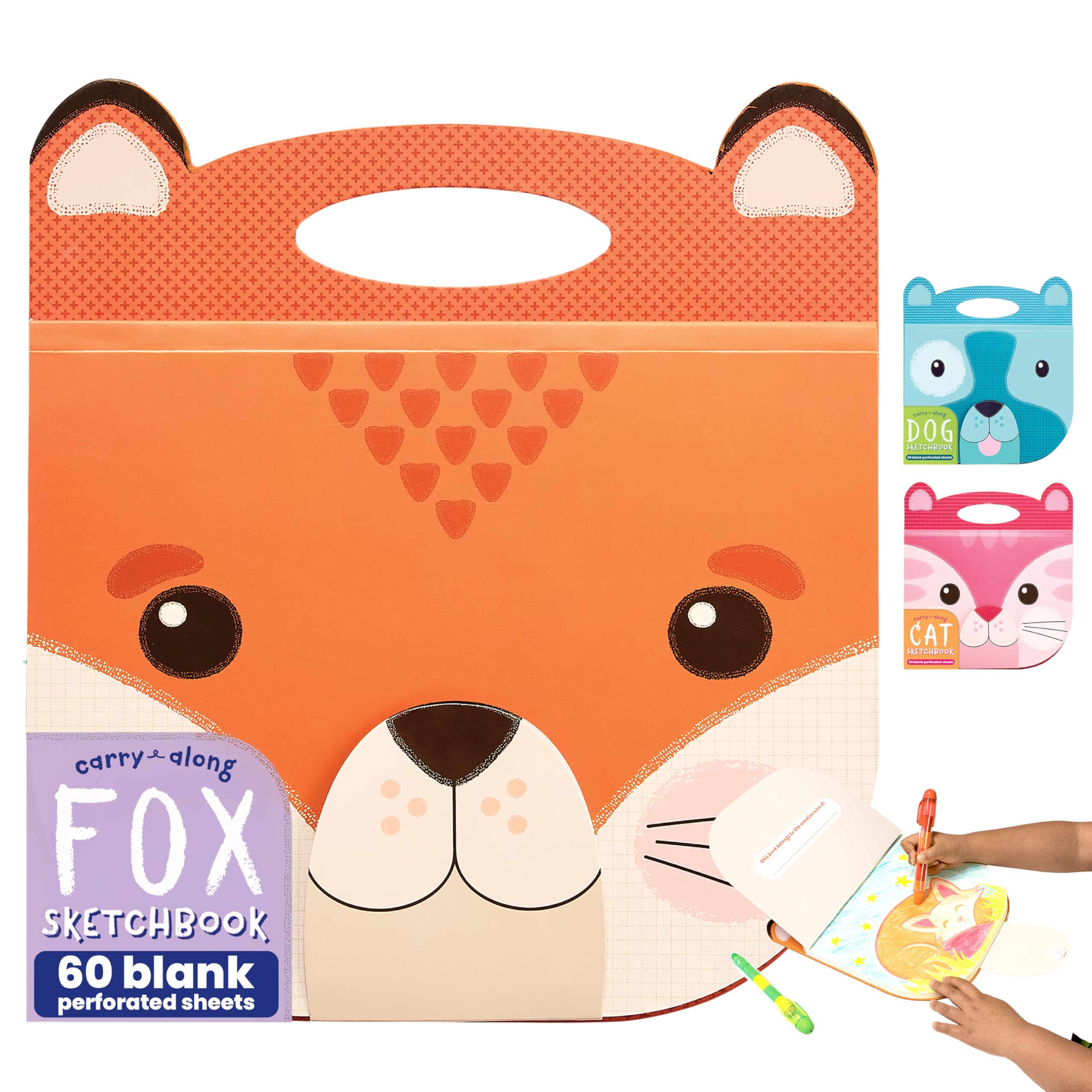 OOLY Carry Along Fox-Themed Drawing Sketchbook - 60 Sheets, 9 x 7 Inches