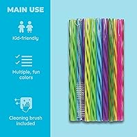 Vista 3 de Jacent Pajitas reutilizables de plástico para niños más cepillo de limpieza, 6 pulgadas: 24 pajitas
