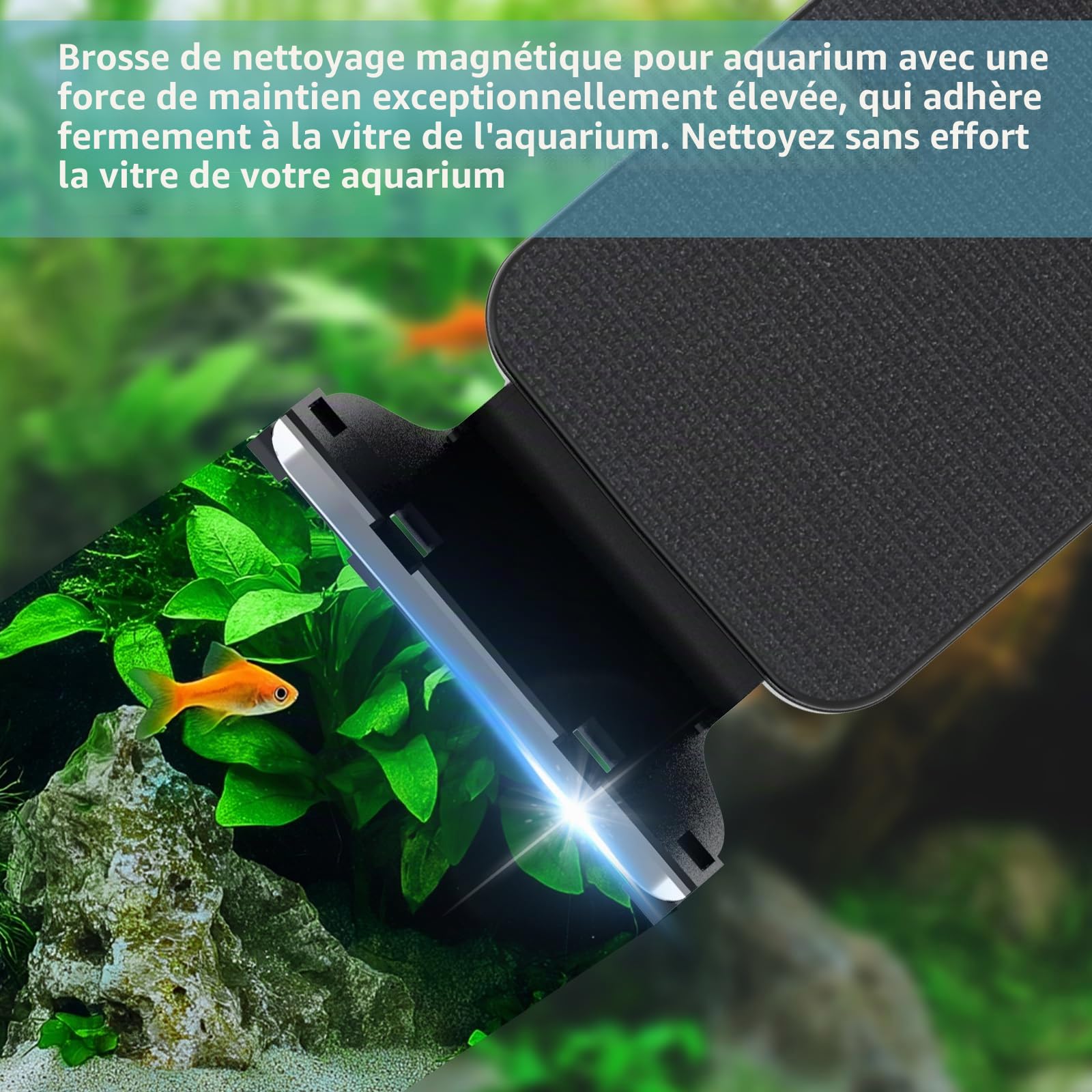 hygger Nettoyage Magnétique Vitre Aquarium, Brosse Aquarium Aimant Nettoyage Vitre avec Grattoir Amovible, Aquarium Magnet Cleaner for Freshwater and Saltwater Aquariums(L)