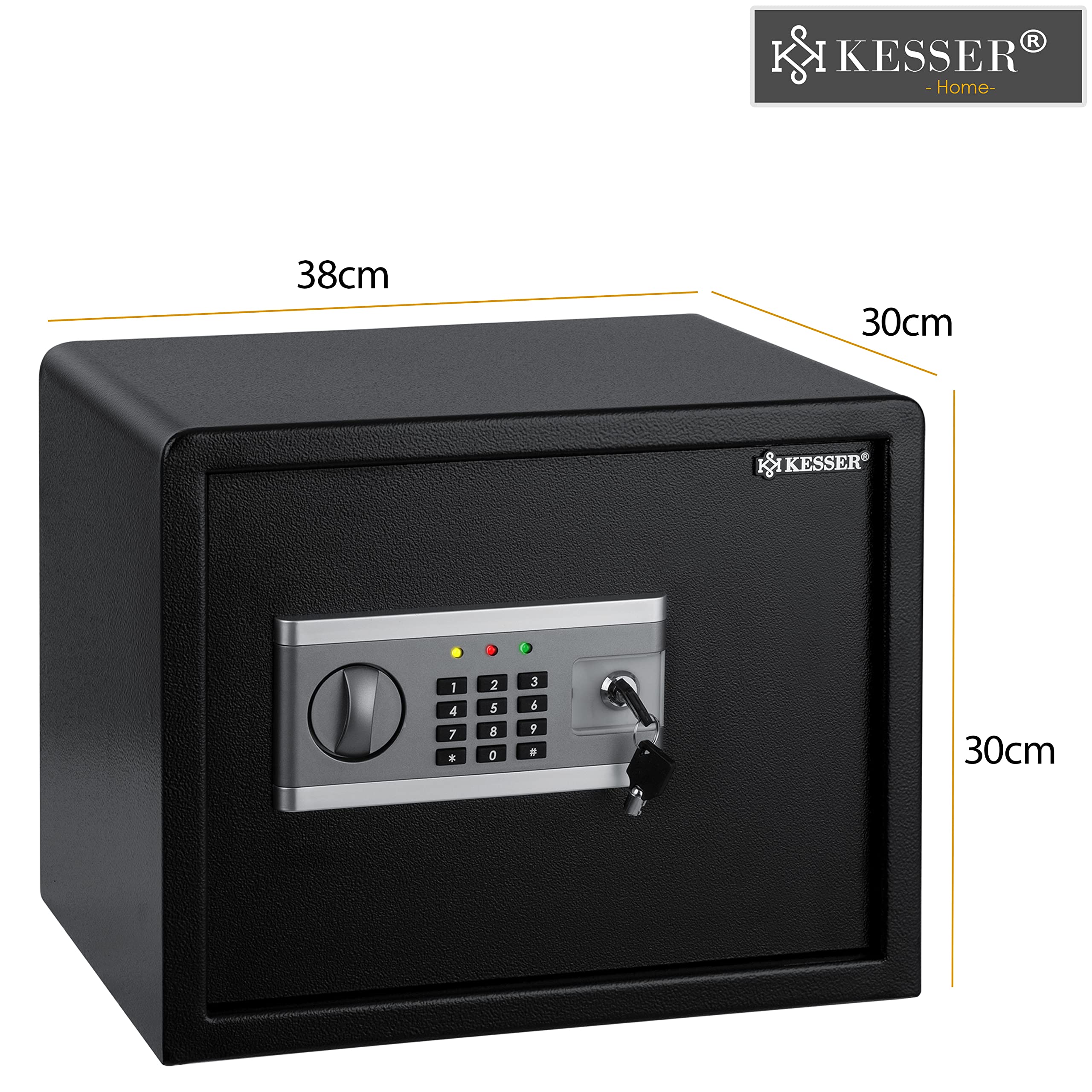 KESSER® Cassaforte Elettronica | Incl. Box Batteria | 3x Doppio Cilindro Di Bloccaggio | A Muro, Pavimento o Mobile | Illuminazione Interna (L)