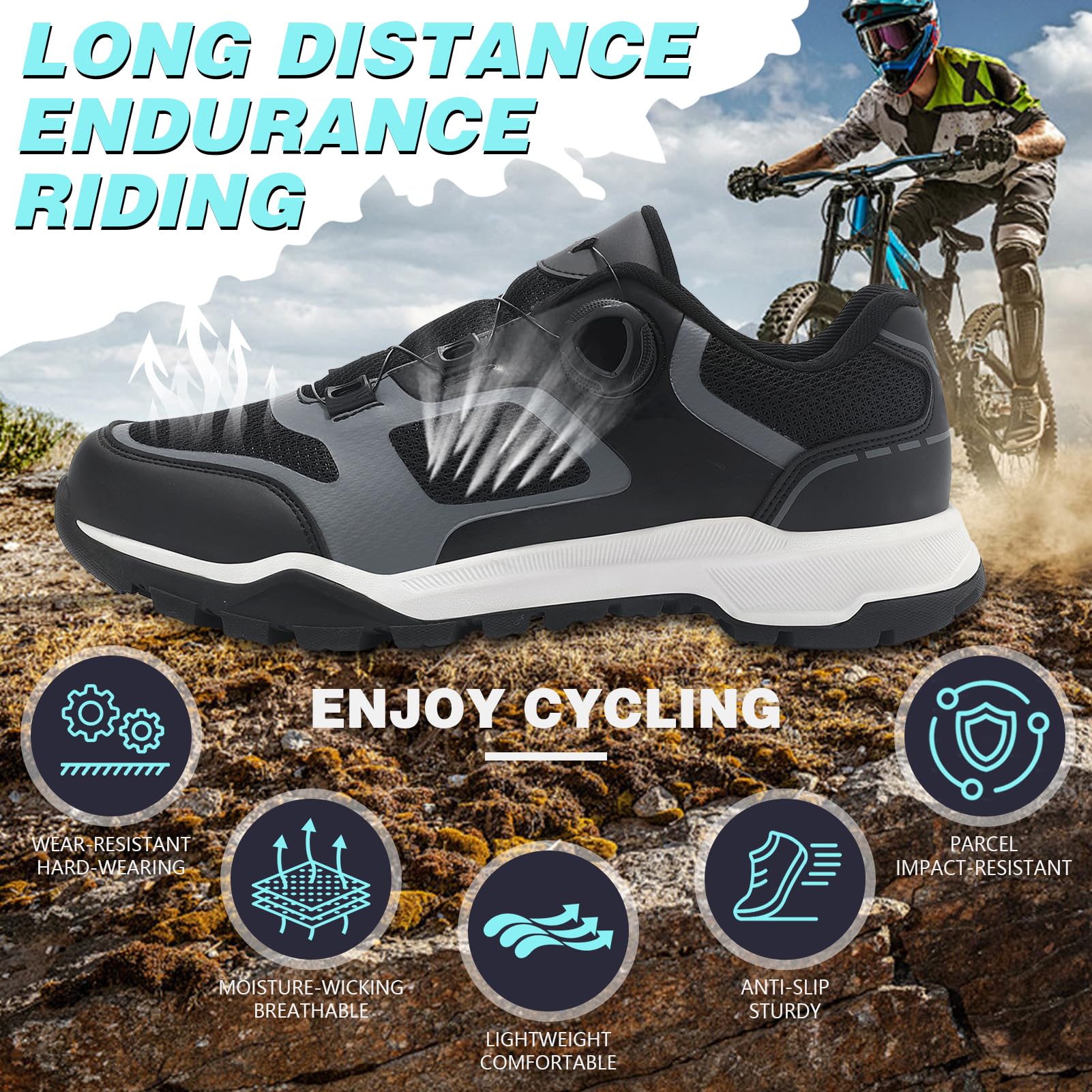 LZQpearl Herren Pro Fahrradschuhe, Unisex Mountainbike Schuh, Kompatibel mit Allen SPD Pedalplatten, Outdoor MTB Fahrradstiefel für Männer und Damen