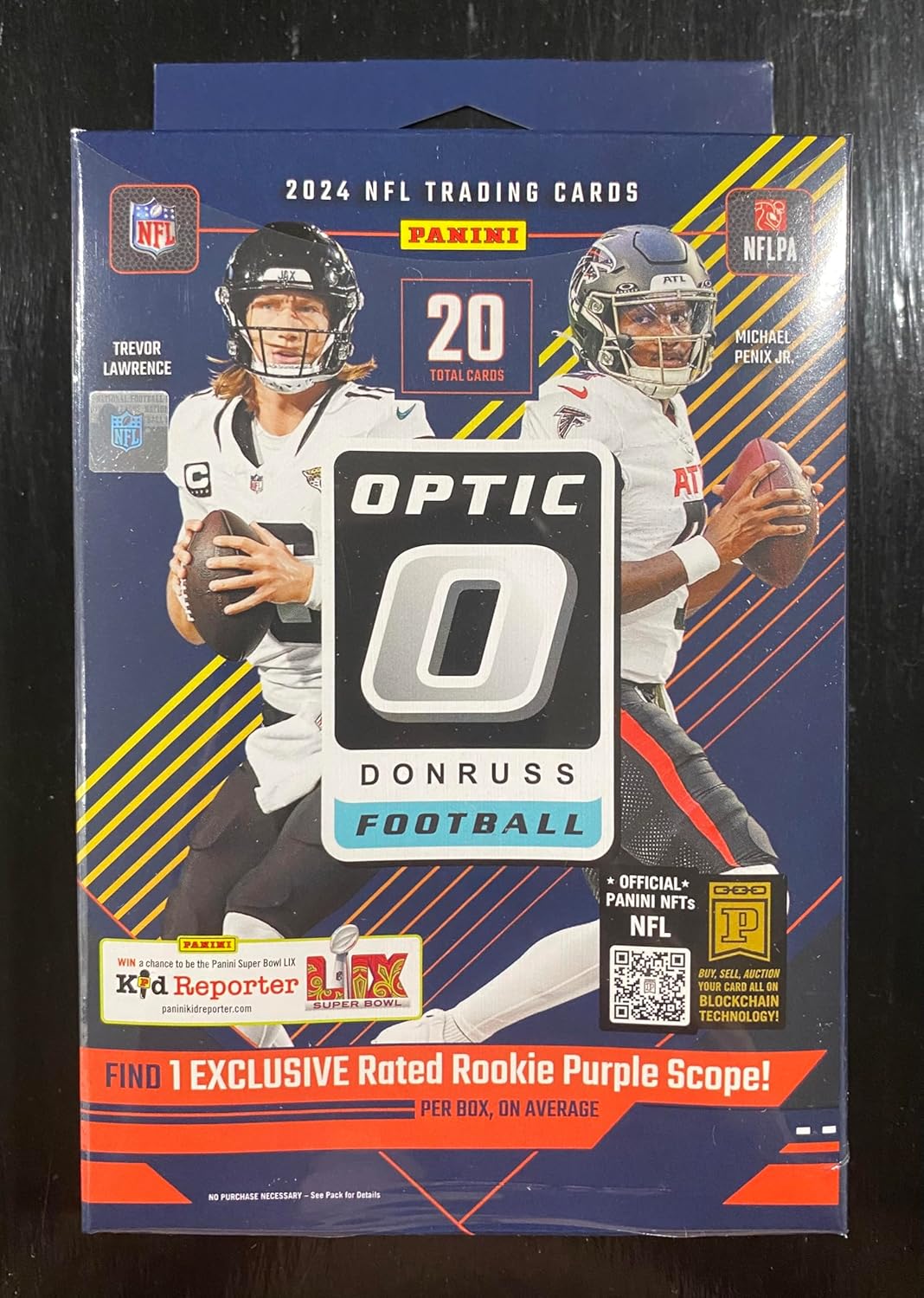 2024 Football Optic Brand New Factory Sealed Hanger Unopened Trading Card Box. Look for Downtown and Jayden Daniels Rookie Cards. - THIS ITEM IS AVAILABLE FOR PURCHASE. PLEASE CLICK THIS HEADING AND THEN "SEE ALL BUYING OPTIONS" TO BUY