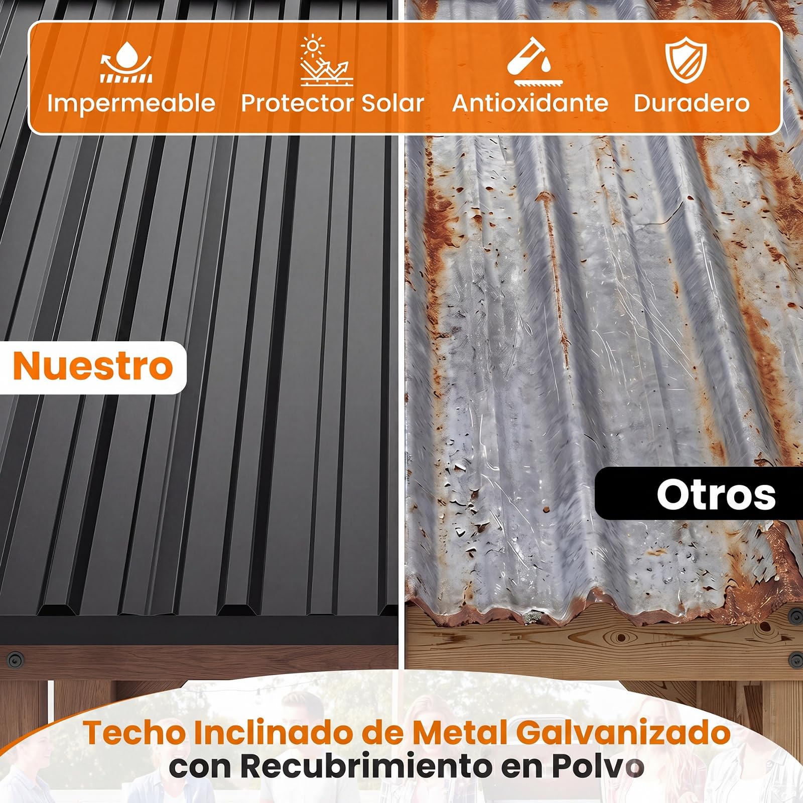 COSTWAY Cenador para Barbacoa, 263 x 151 x 223 cm, Marco de Madera Cedro
