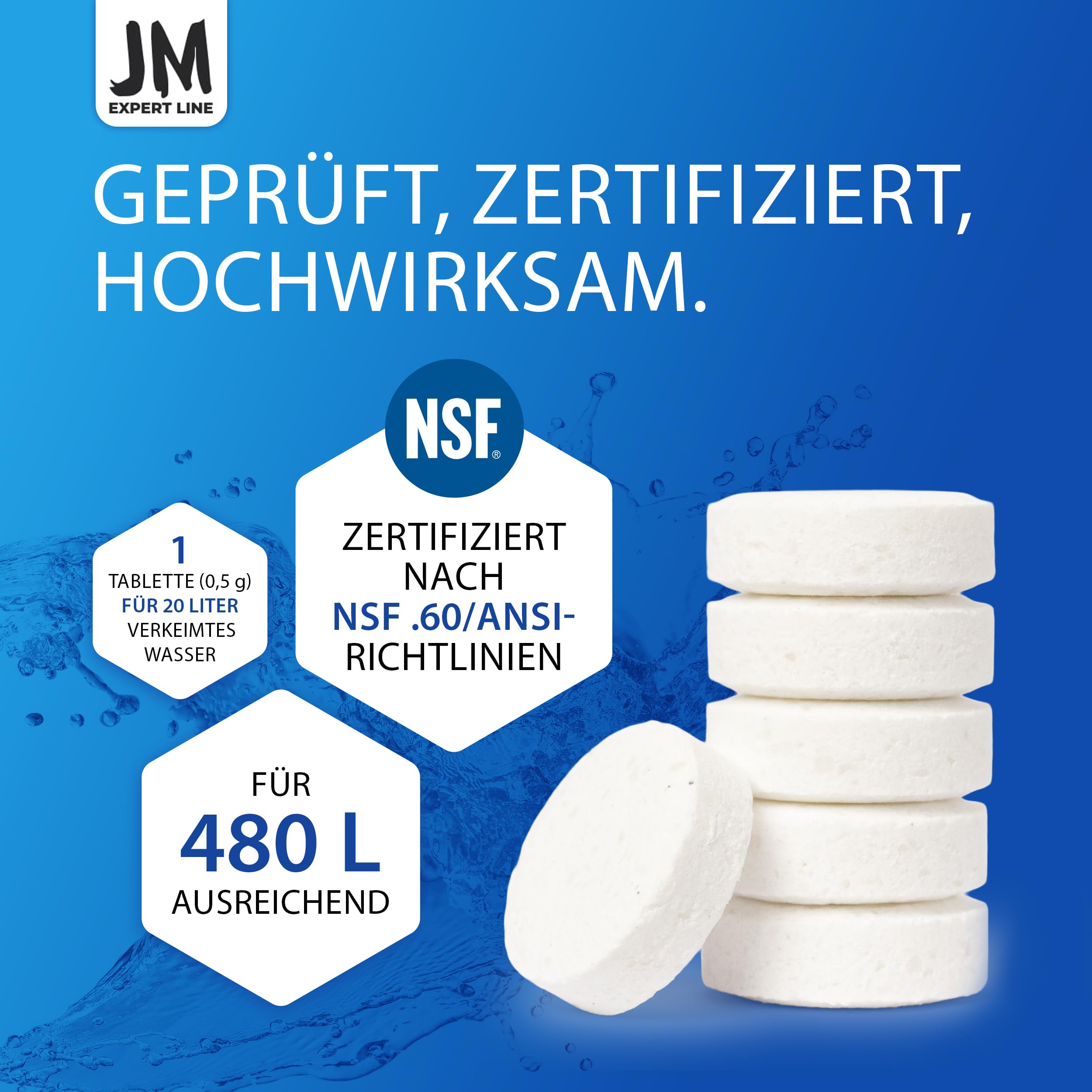 Tabletki do dezynfekcji wody [24 szt.] w 100% wolna od zarazków woda pitna [Aquasecure] formuła I bezpieczne substancje czynne | tabletki do oczyszczania wody idealne do niezawodnej ochrony