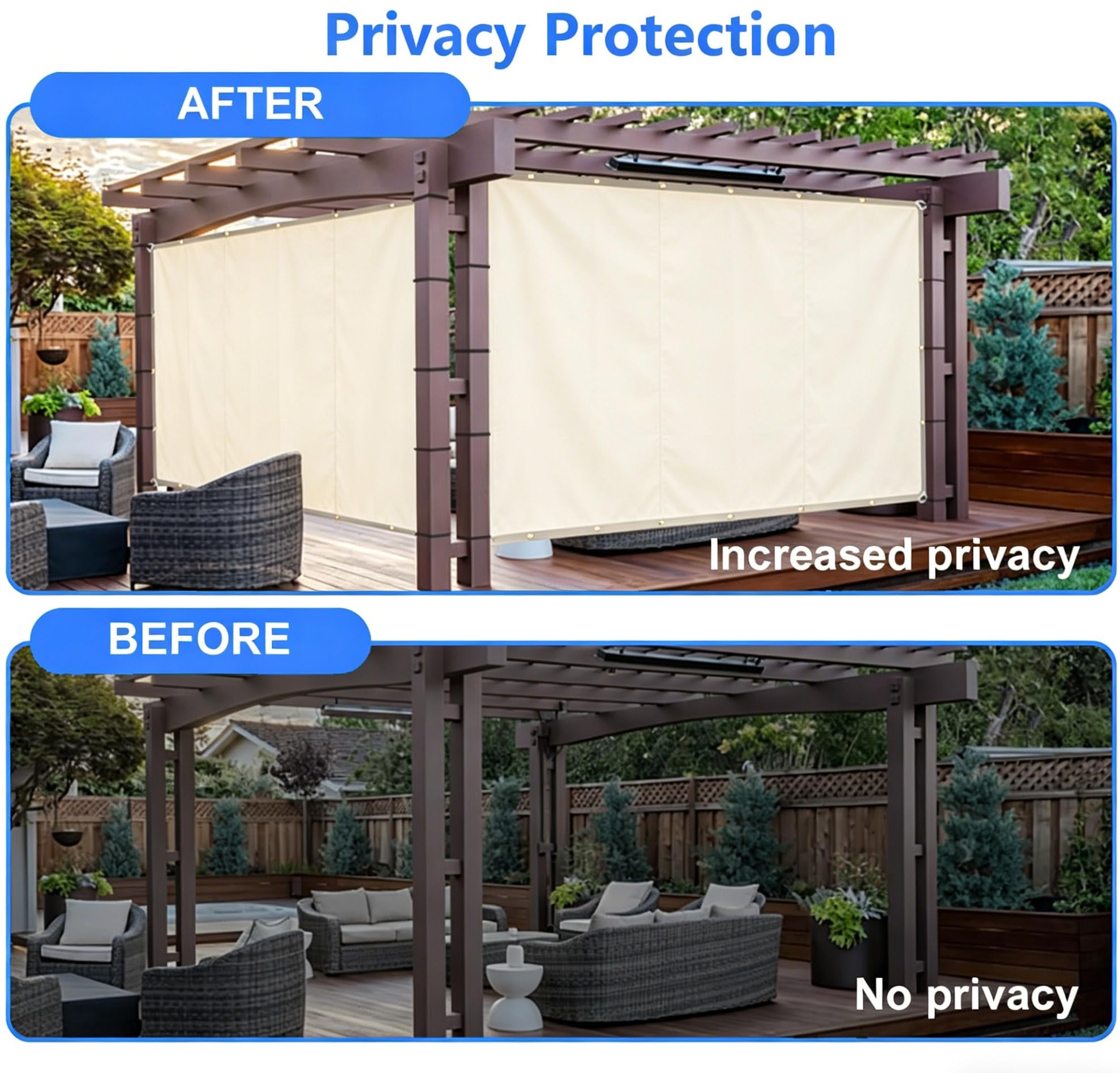 Voile Ombrage Imperméable Rectangulaire 1.5x2.5m Bords Droits Toile D'ombrage Filet D'ombrage Bâche Ombrage Protection UV Solaire pour Jardin Balcons Terrasse Pergola avec Oeillet Cordon Crème