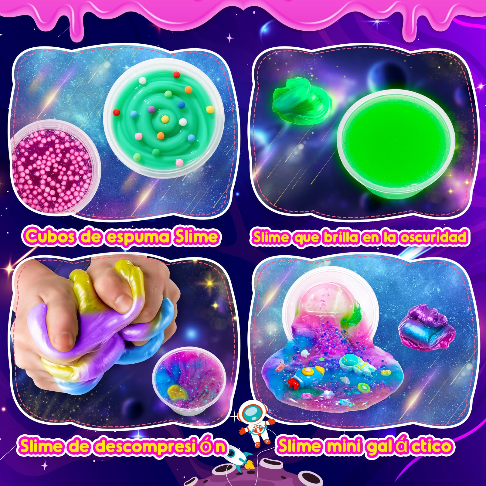Hapikids Slime para Niñas, Regalo Niña 6 7 8 9 10 11 12 Años Galaxy Slime para Niños Juguetes Niños 6-12 Años Slime Kit Regalos Cumpleaños Manualidades Niños Slime Fluffy