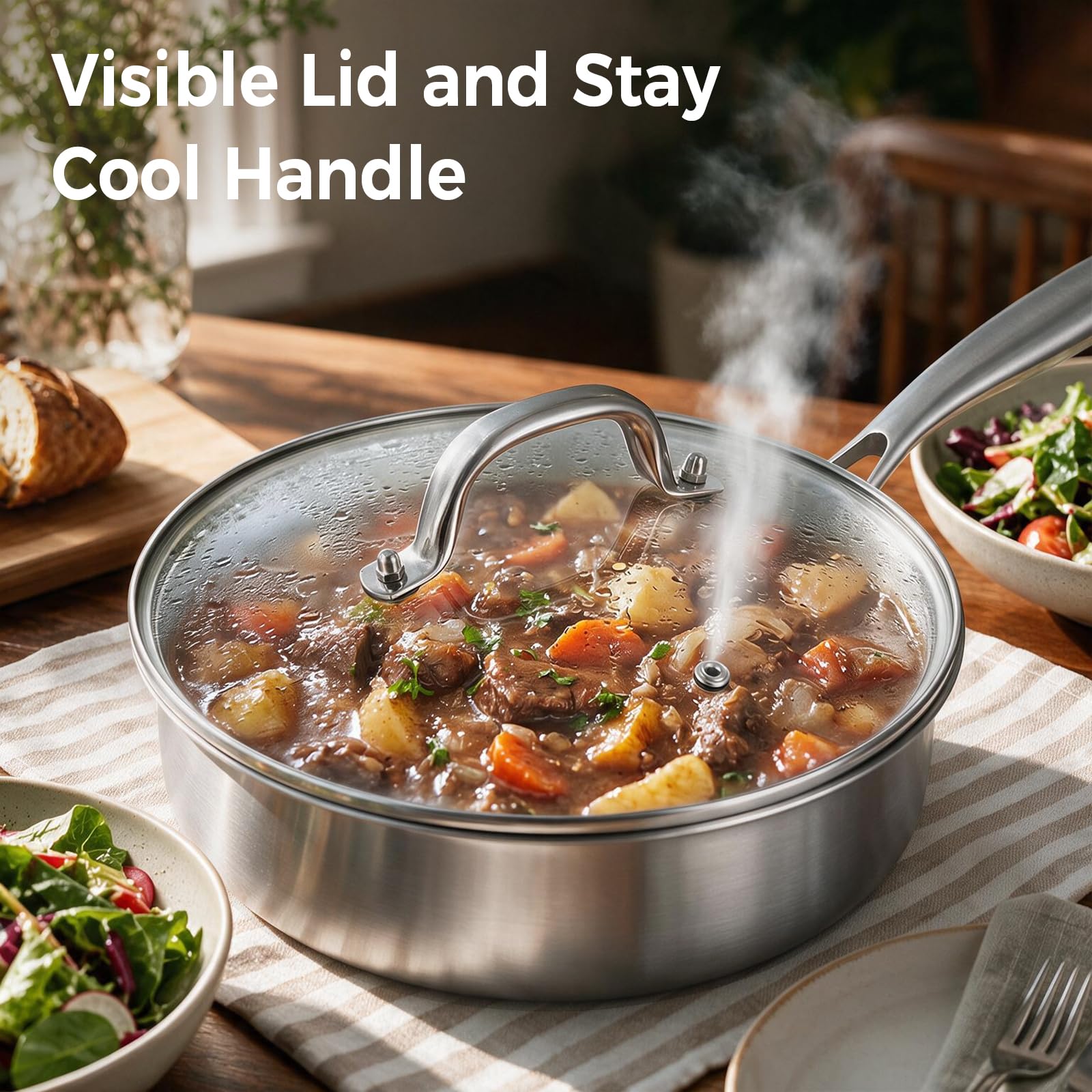 Idymere Stainless Steel Saute Pan with Lid -5 Idymere Stainless Steel Saute Pan with Lid -5