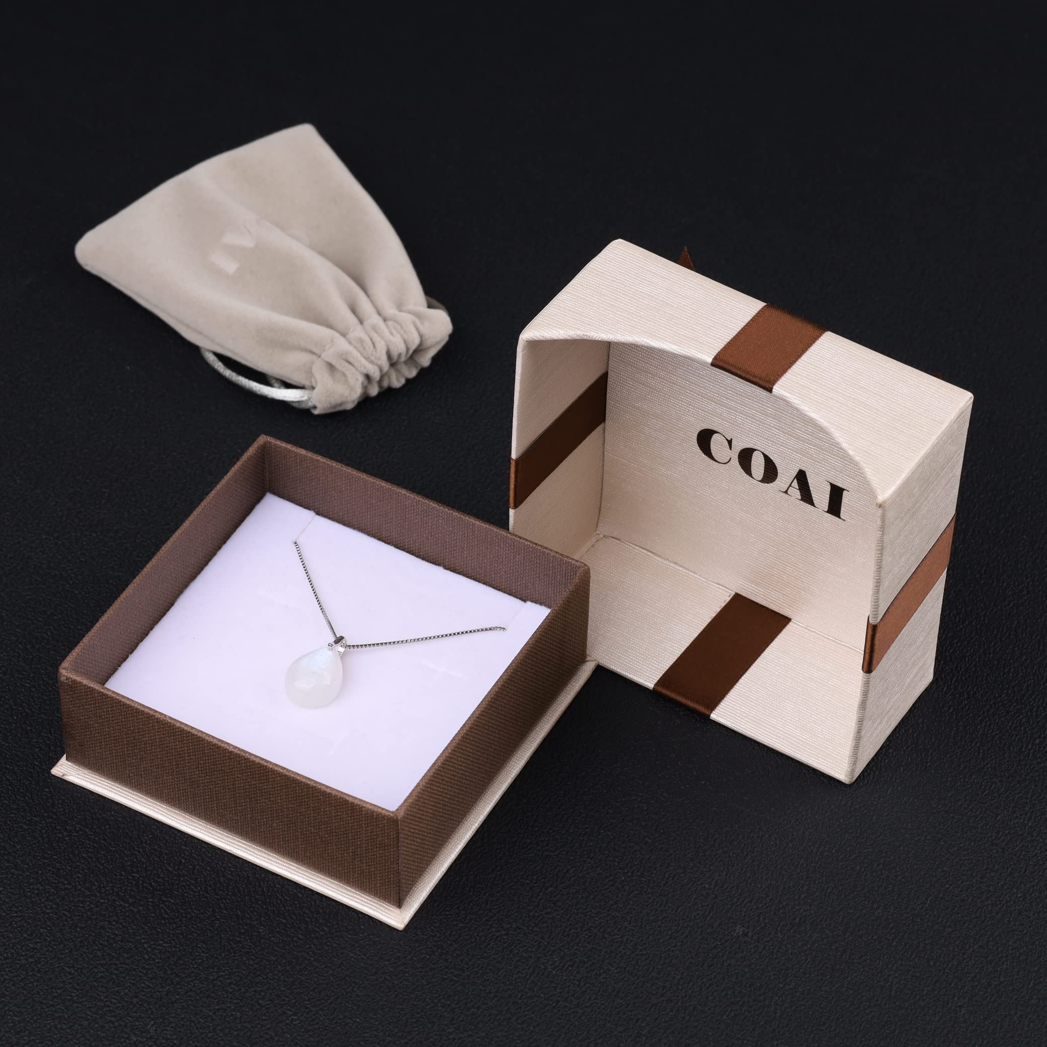 COAI Collana in Argento 925 e Pietre e Cristalli Naturali con Ciondolo di Pietra di Luna da Donna