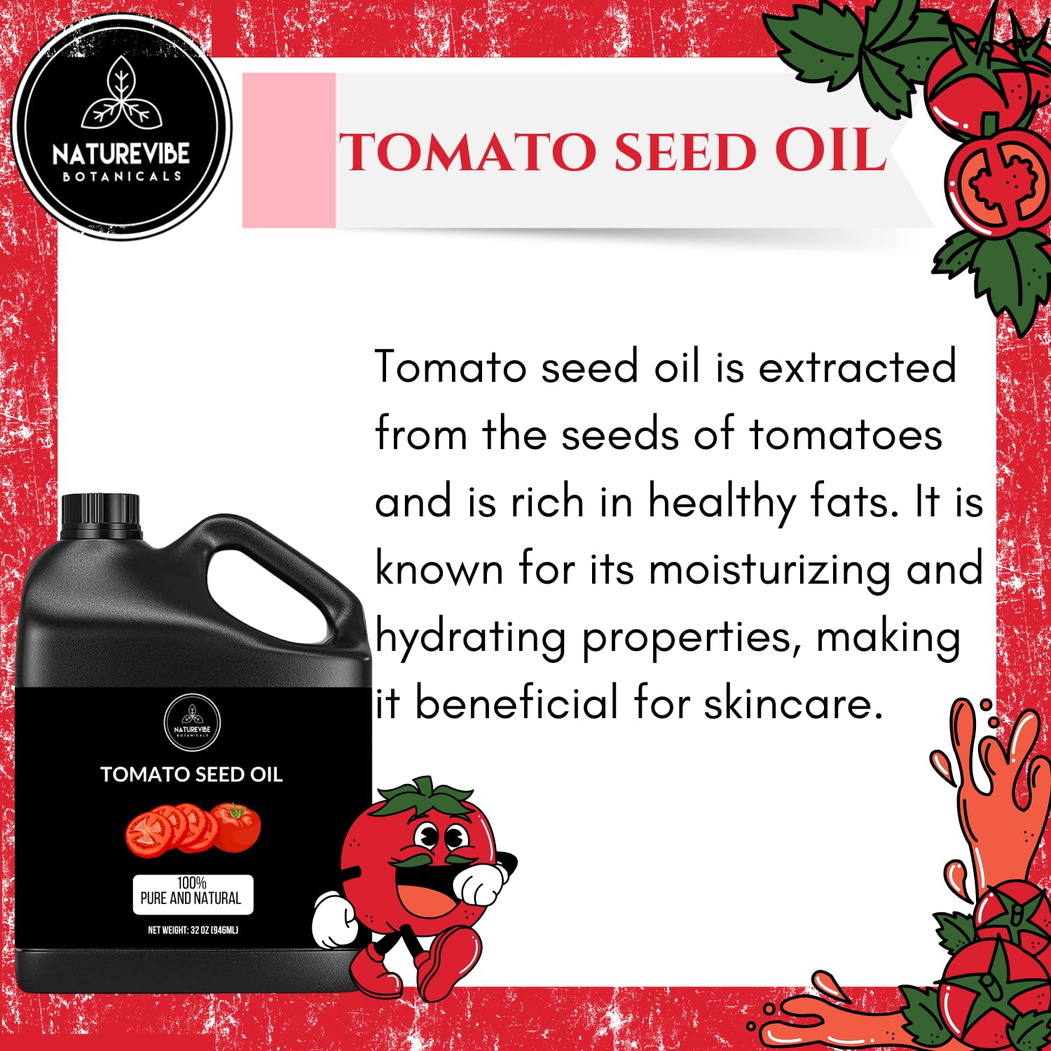 Naturevibe Botanicals Tomato Oil 32 Ounces | 100% Pure and Natural | Great for Skin Care and Hair Care - Image 3