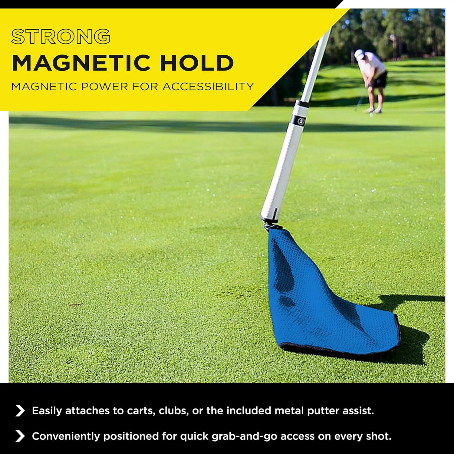 STICKIT Mini Magnetic Towel, Royal Blue, Premium Microfiber Waffle Weave, Ultra-Absorbant, Quick-Drying, Industrial Strength Magnet for Golf Bags, Carts & Clubs - Compact, Greenside Towel for Golfers - Image 4