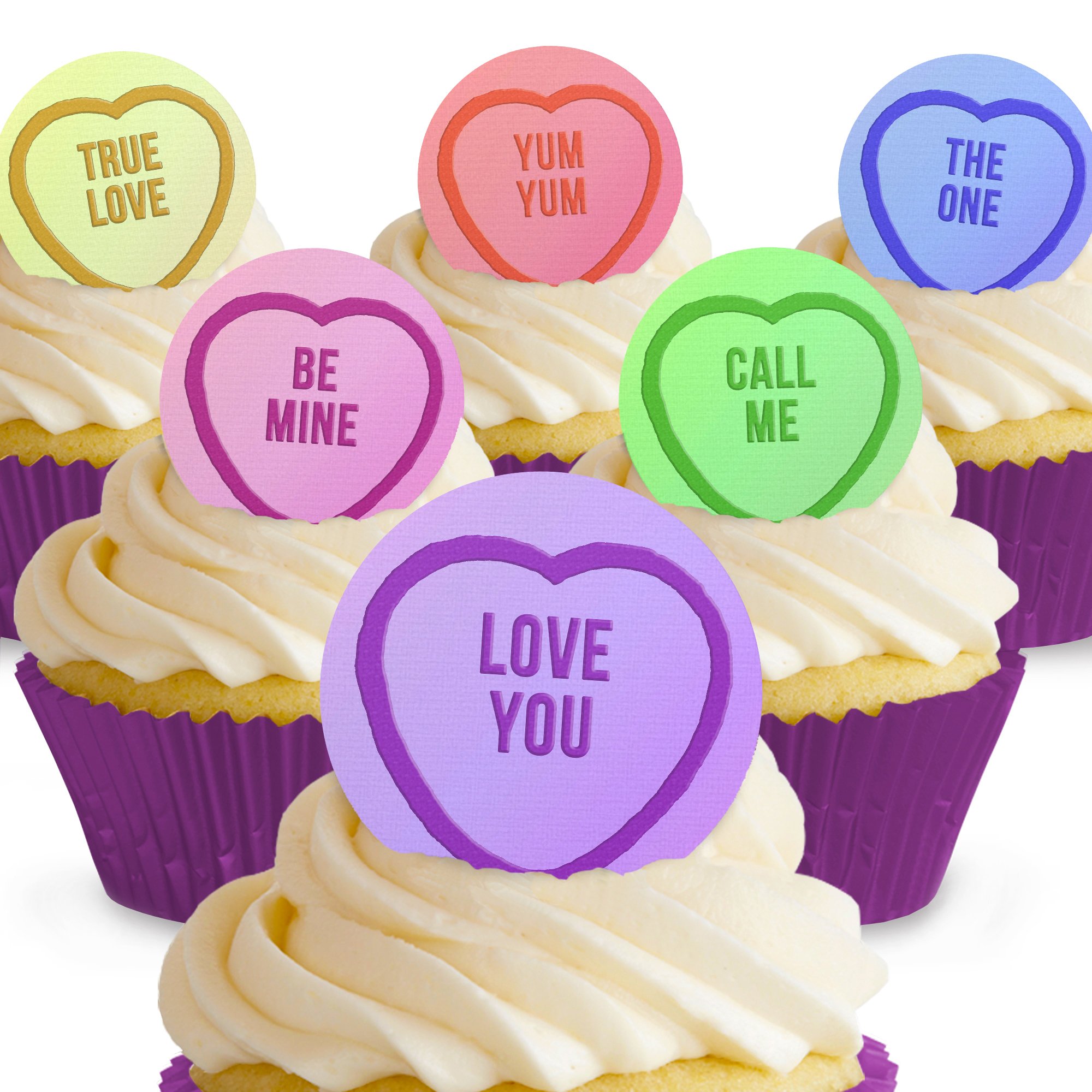 Cakeshop 12 x PRE-CUT Love Heart Cupcake Toppers