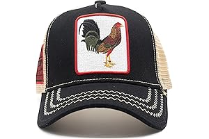 Rooster Black/Beige Trucker Cap: Embrace the Feathered Fashion!