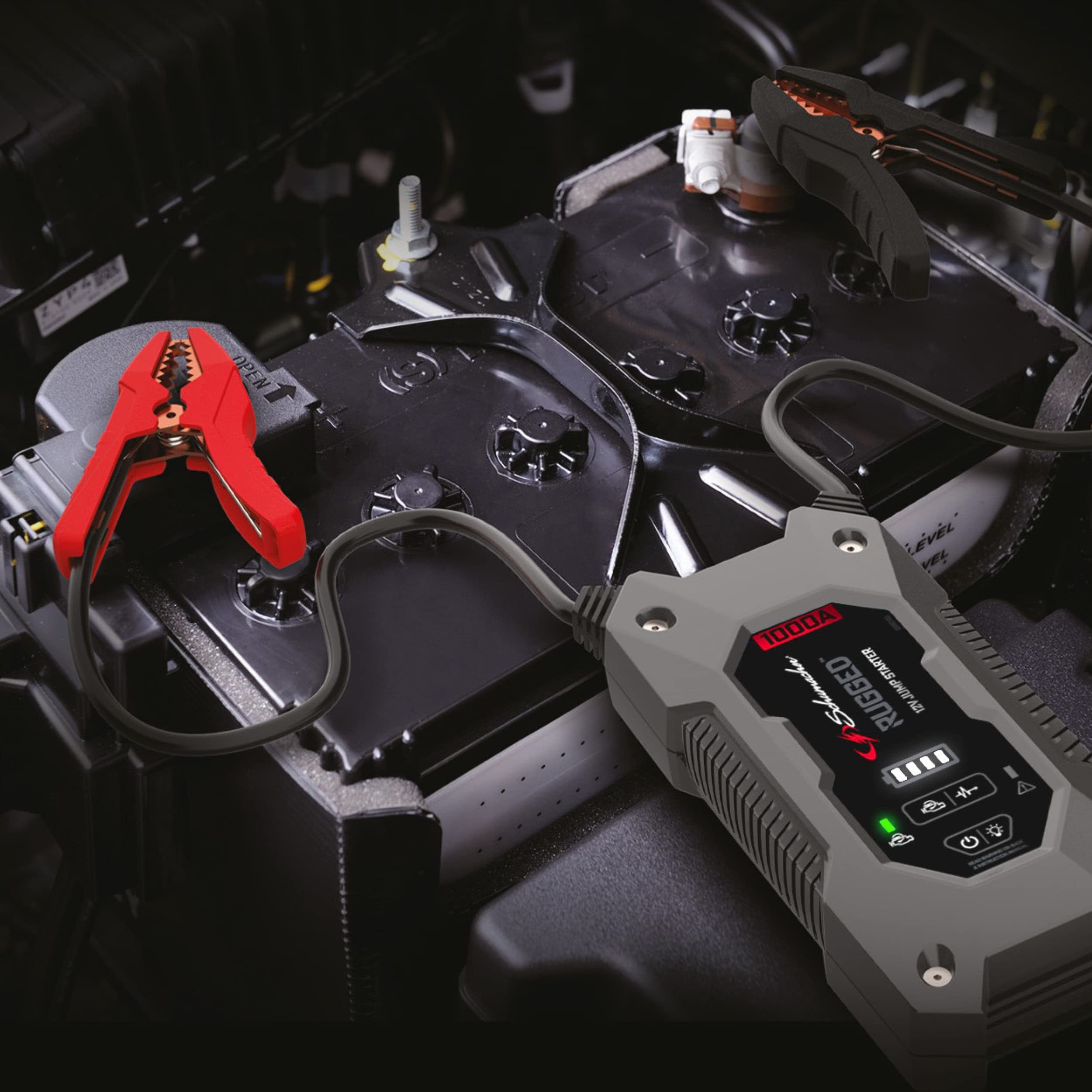 Schumacher Electric SBX462 Booster Batterie Voiture 1500A 12V | Démarreur Lithium Sécurisé, Pinces Intégrées, Essence 7L / Diesel 5L, Chargeur USB, Lampe LED, Override et Pre-Boost