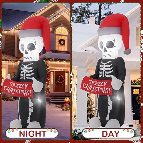 Vista 26 de Decoraciones inflables de Navidad de 10 pies, Papá Noel de Navidad con caramelo con luz LED para fiestas de Navidad en interiores, exteriores