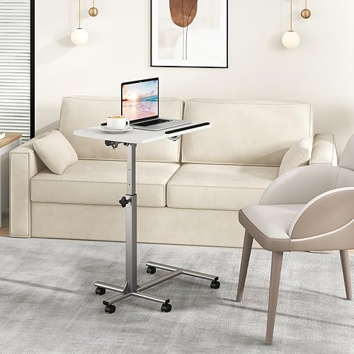 Miniatura 2 de COSTWAY Soporte rodante para laptop, bandeja para portátil y carrito con mesa inclinable giratoria de 45 grados, podio móvil ajustable en altura de