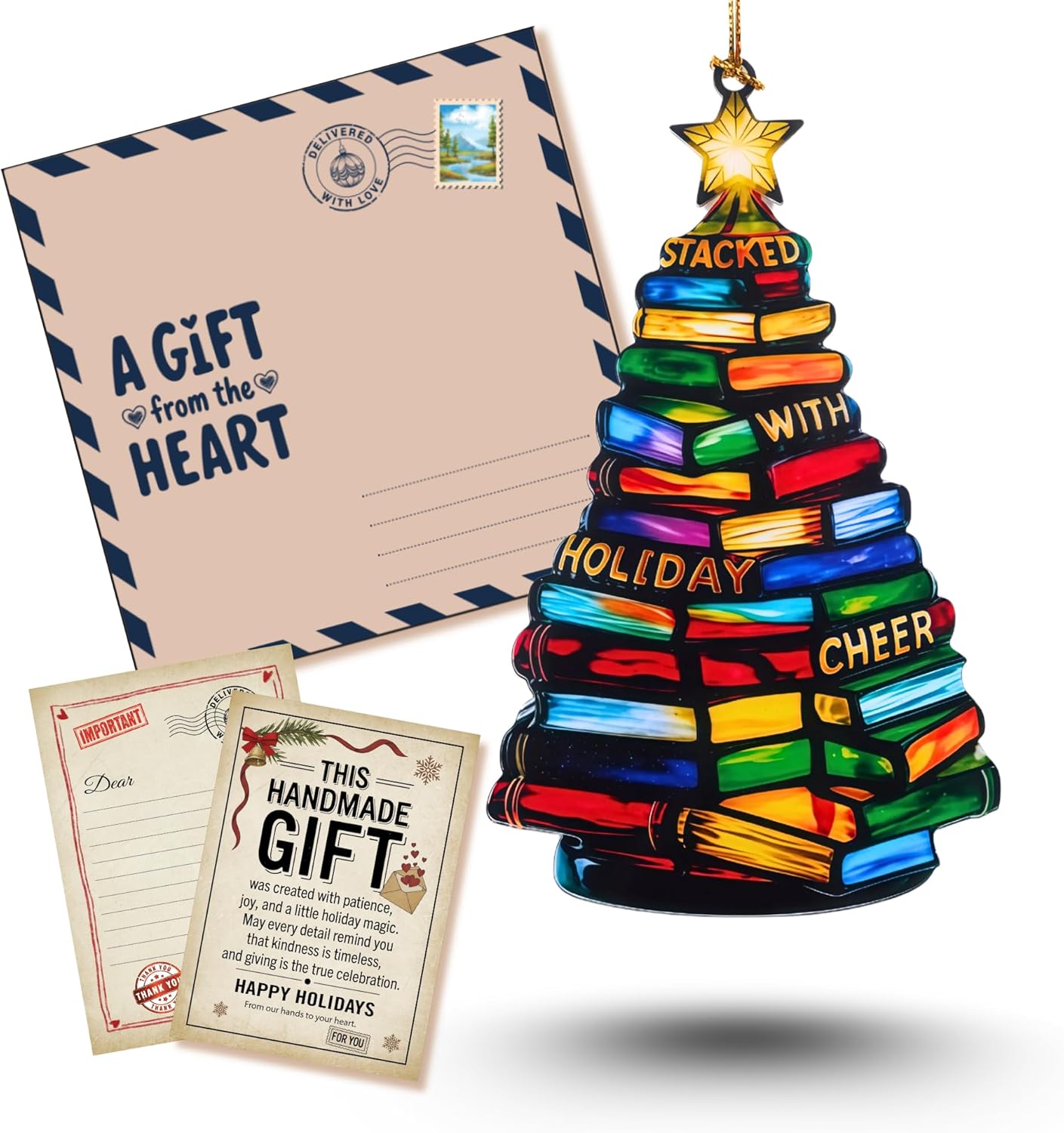 Book Christmas Ornament 2025, Bookish Gift for Women, Tree Decor Ornaments Gifts for Book Lovers, Teacher, Bookclub