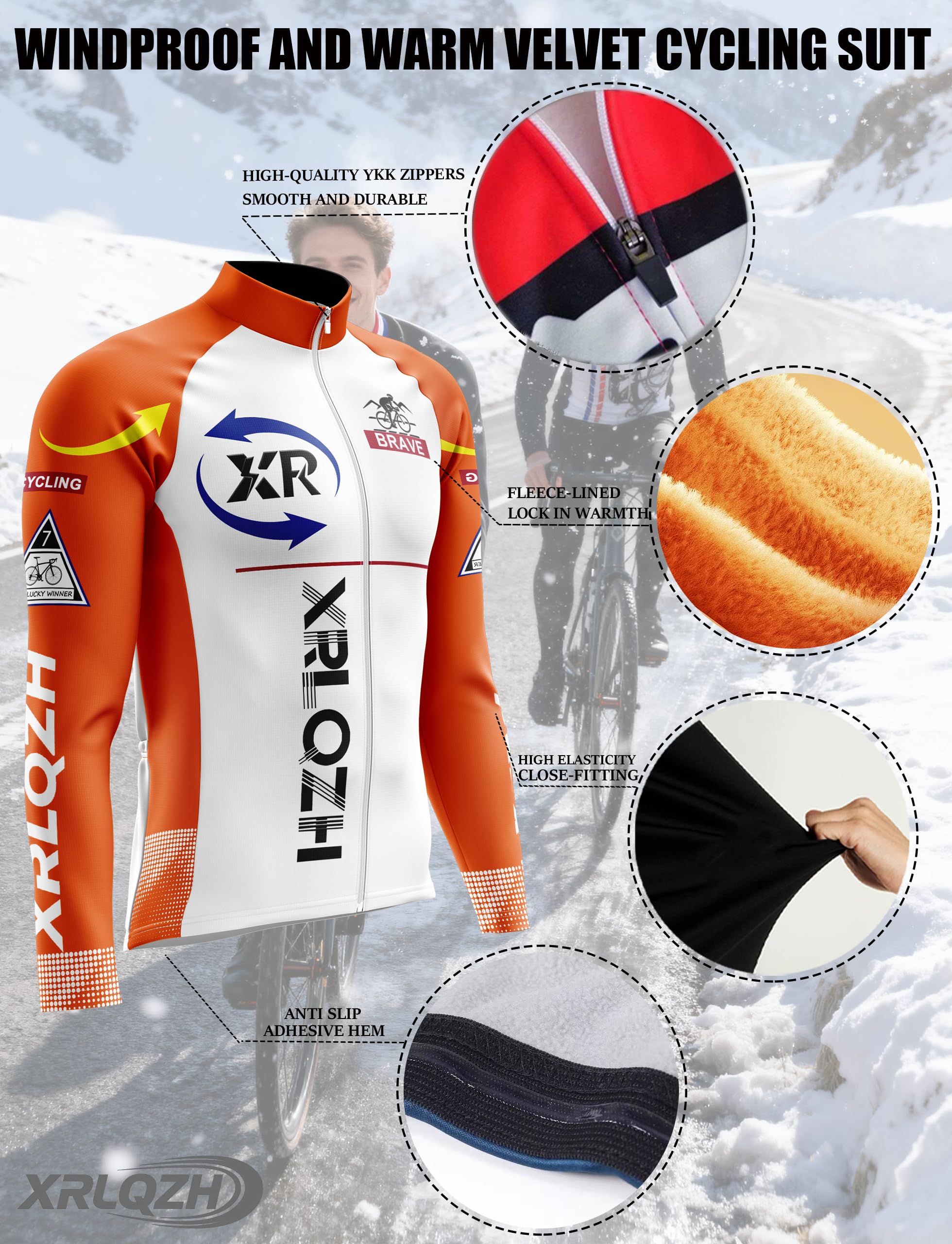 Conjunto de Maillot Ciclismo Manga Larga Hombre,Ropa de Ciclismo de Invierno Térmico,Pantalones Acolchados Top+9D de Manga Larga Pantalones,Transpirable