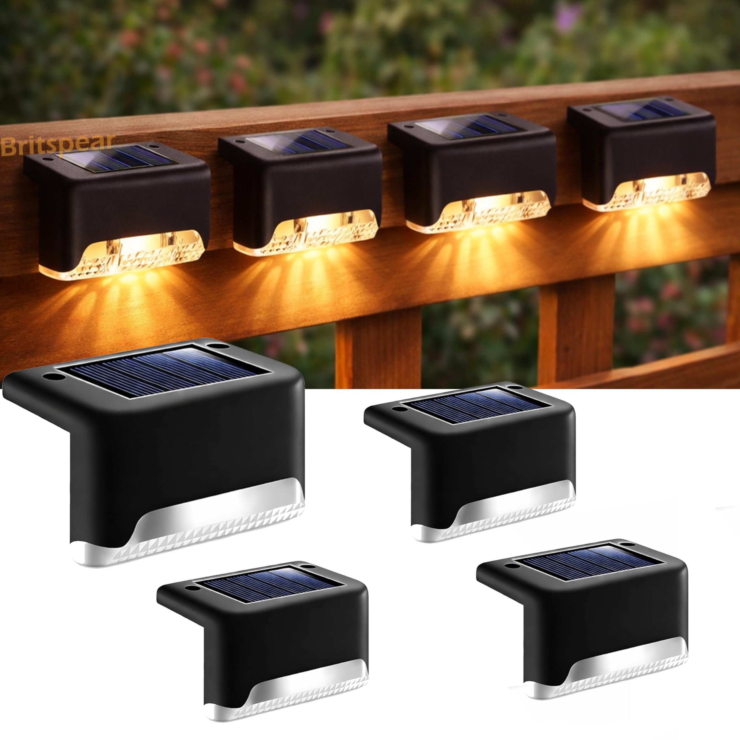 BRITSPEAR Solar Light Outdoor Garden Waterproof Stair Deck Pool Patio Fence Gate Yard Floor Step Railing Balcony Sunlight for Home (4, Standard)-image-8