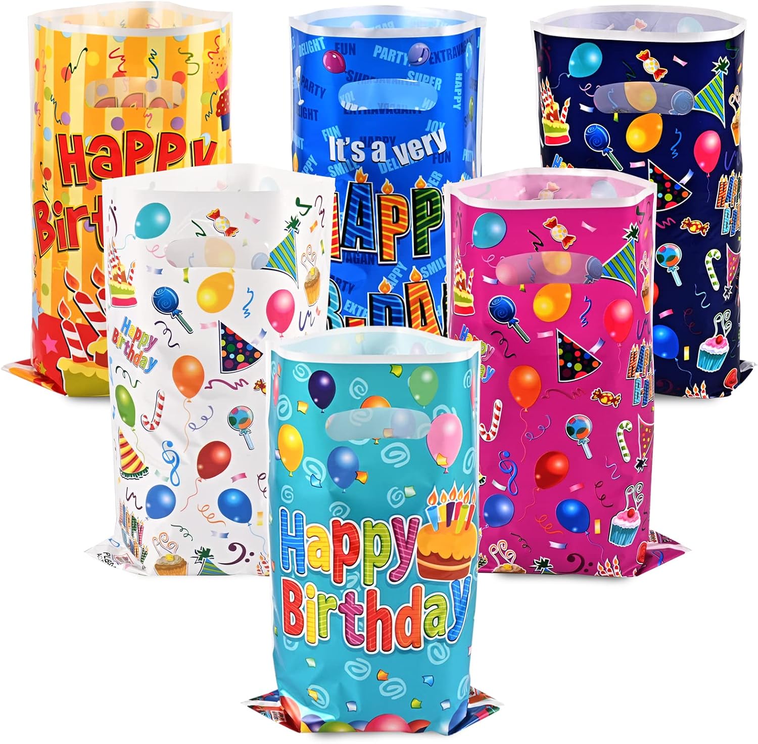 DaiUni 60 PCS Birthday Party Favor Bags Goodie Bags Treat Bags with Handles for Kids Birthday