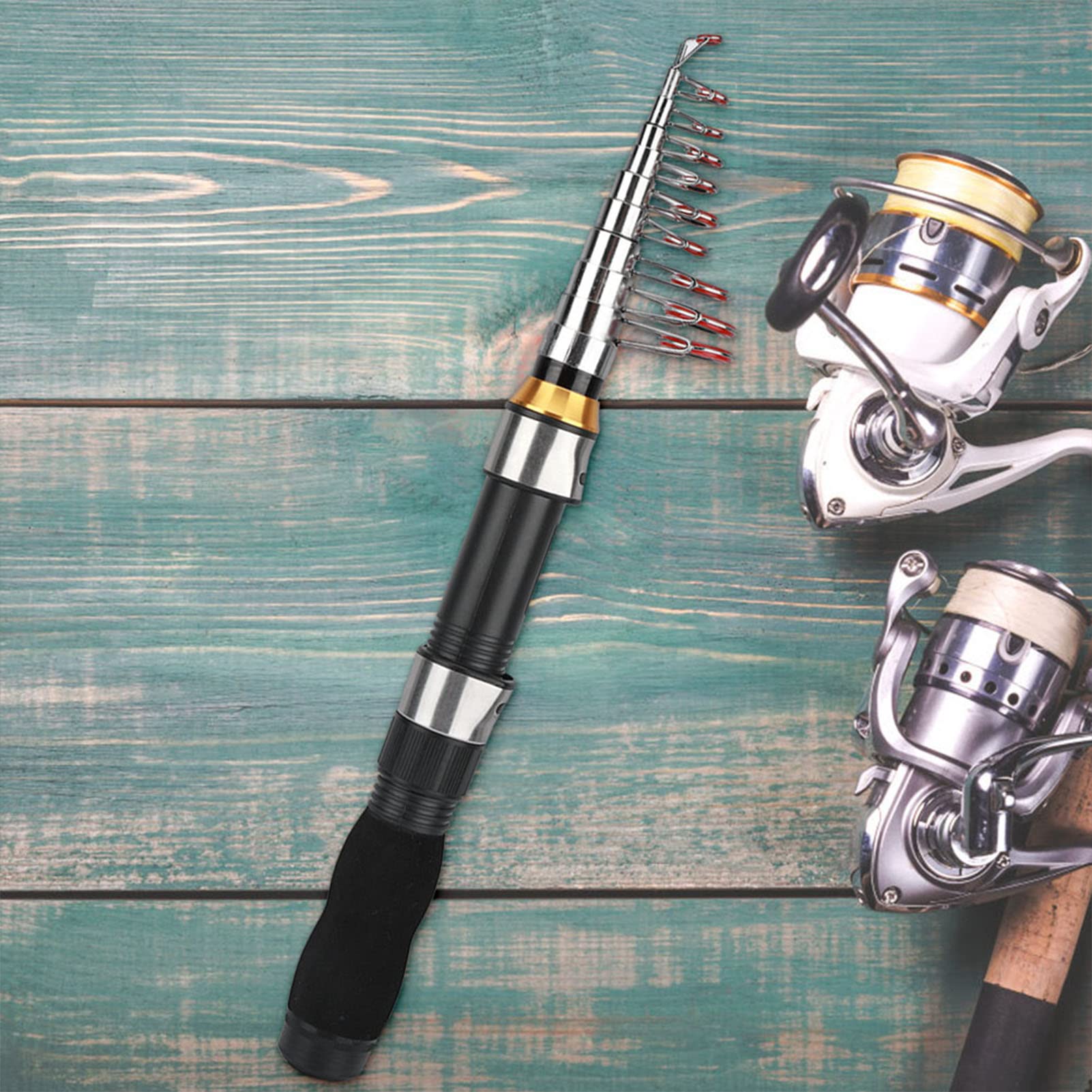 Caña de Pescar Portátil para Hielo y Mar, Diseño Compacto, Mini Herramienta de Pesca, Modelo 28049-100
