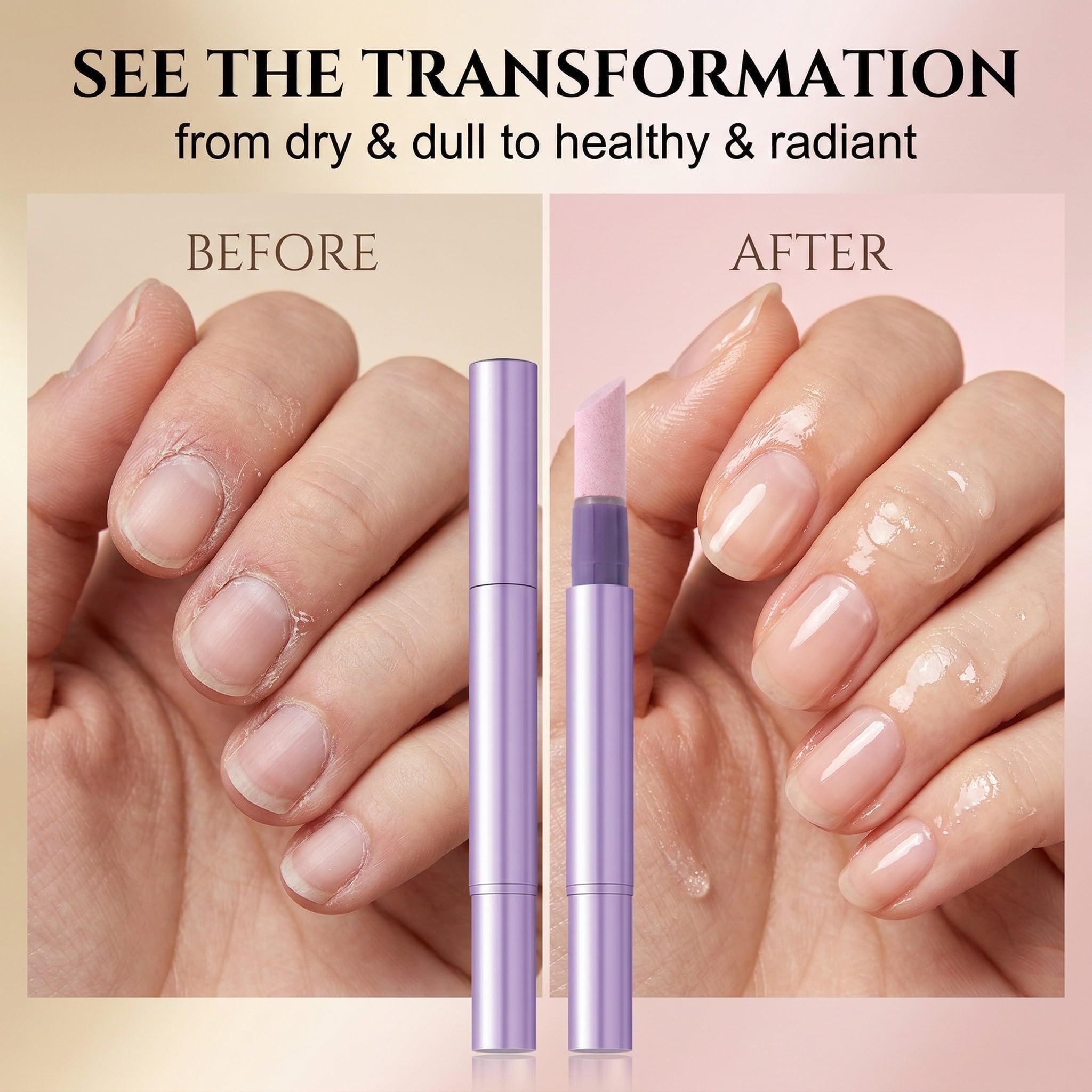 Penna per la Cura delle Unghie 3-in-1, con Punta in Ceramica, Penna per Rimuovere Cuticole, Olio per Cuticole per Unghie Secche e Rovinate