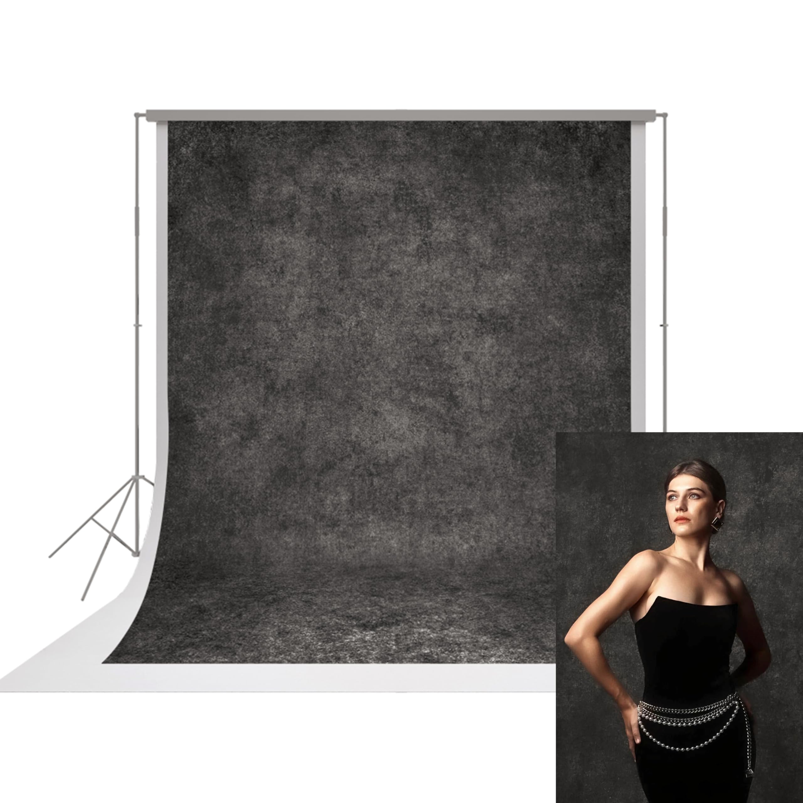 UrcTepics 6×8 ft Dark Grey Fabric Photo Backdrops, Classic Abstract Texture Backdrop for Headshots and Portraits, Vintage Photography Background for