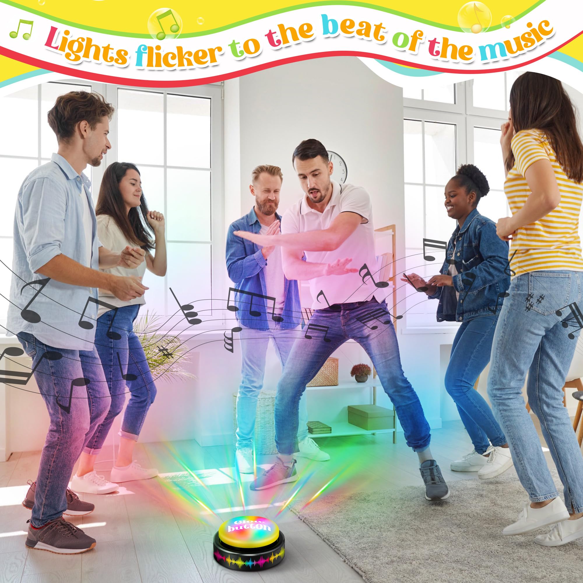 Feekoon 2 Stück Tanzparty-Taste, spielt 10 EDM-Tracks ab, 30 Sekunden leuchtende Tanzbomben-Taste mit Batterien, lustiges Gag-Geschenk für Büro, Klassenzimmer, Lehrer, Kollegen und Freunde
