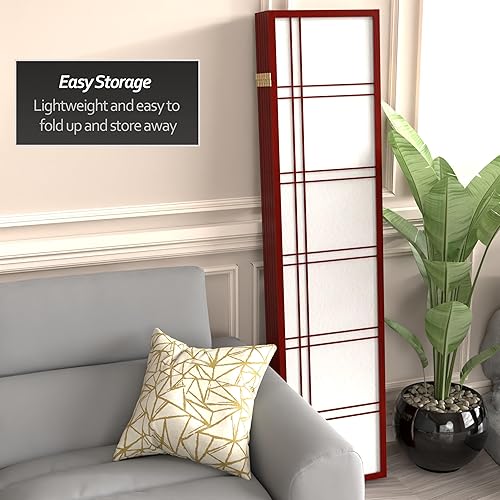 Miniatura 104 de Red Lantern Pantalla Shoji de doble cruz de 6 pies de alto, color blanco, 5 paneles Blanco,Negro