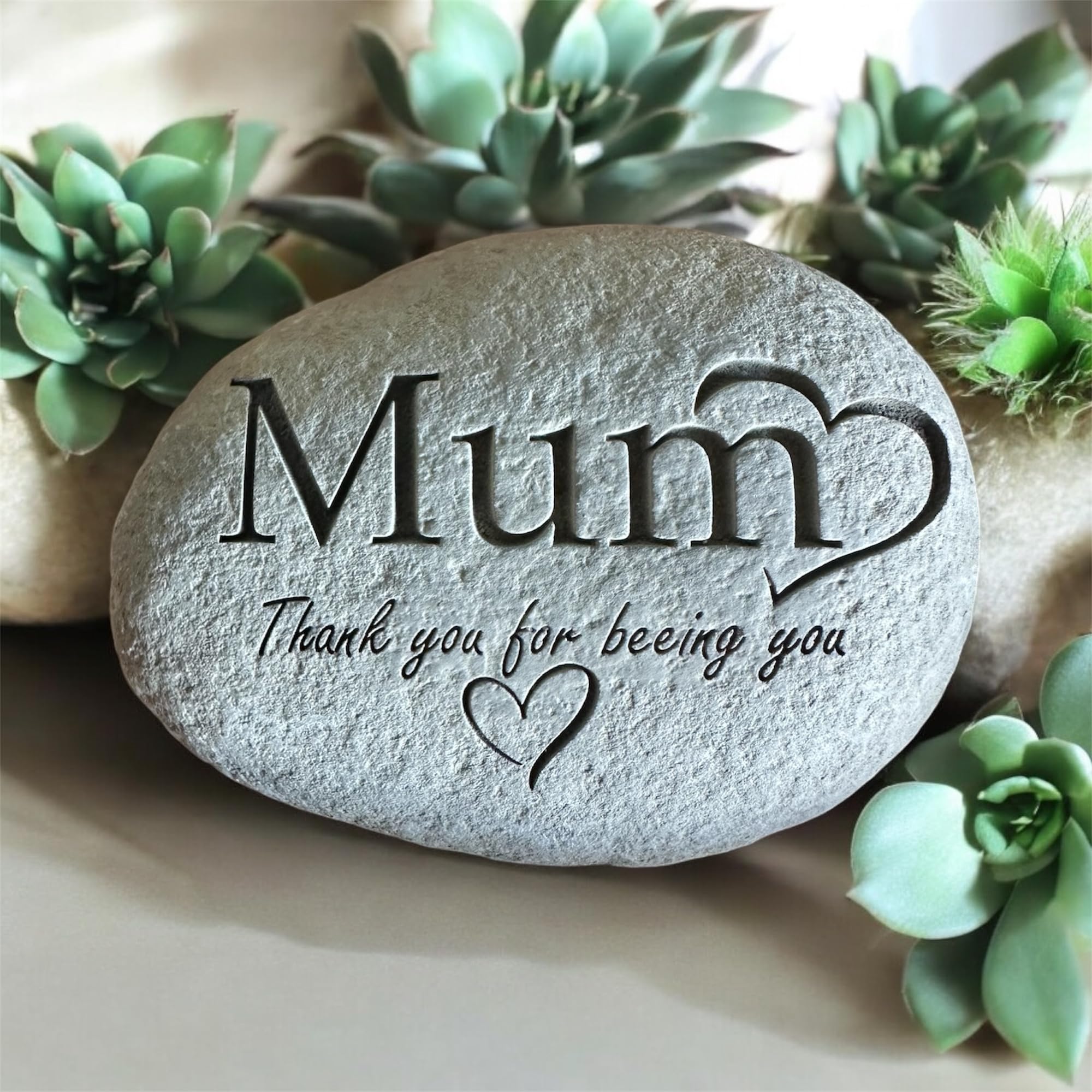 Personalised Memorial/Thank You Natural Pebble/Stone, Custom Deep Laser Engraved, Gift, Grave Marker, Memorial Stone, Thankyou,Marriage Anniversary & Birthday, Date, Various Size Options.