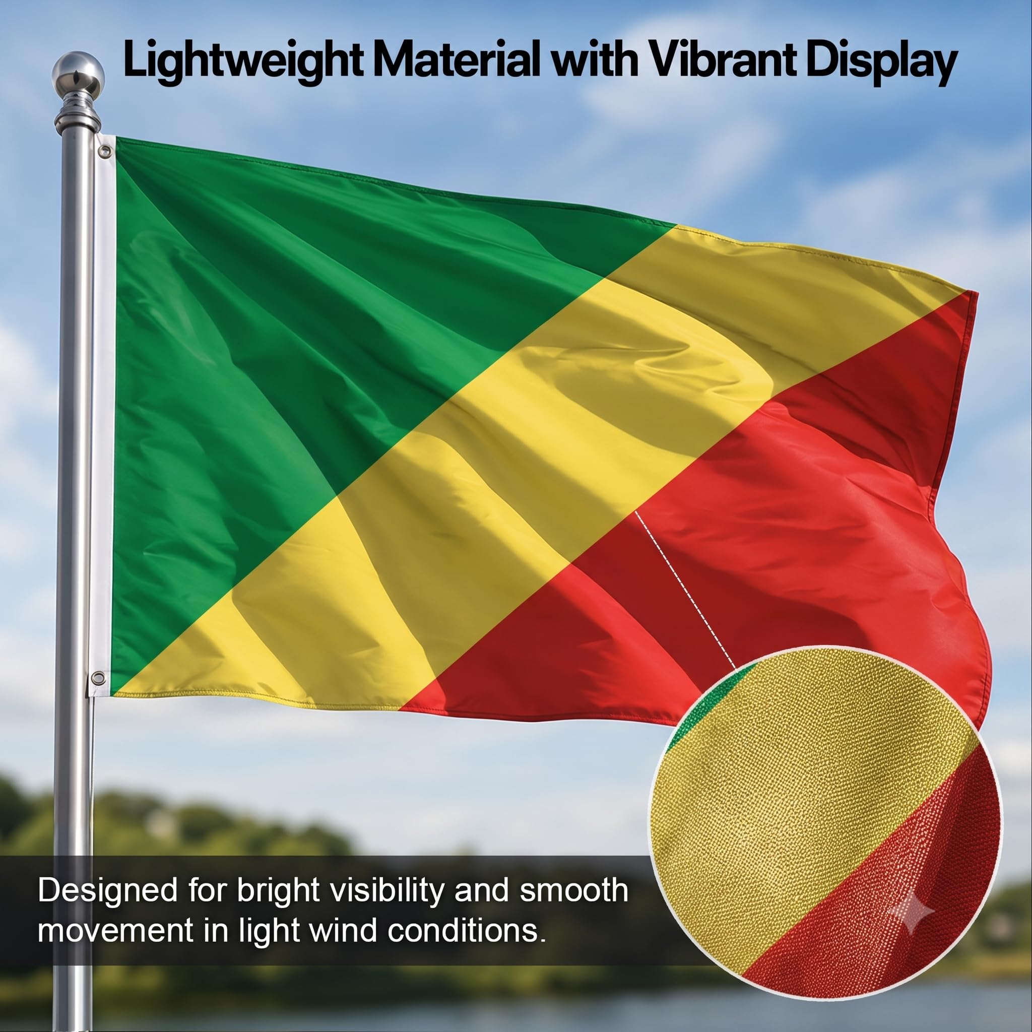 Amazon.com : DMSE Congo National Flag, 2ft x 3ft - Fade-Resistant