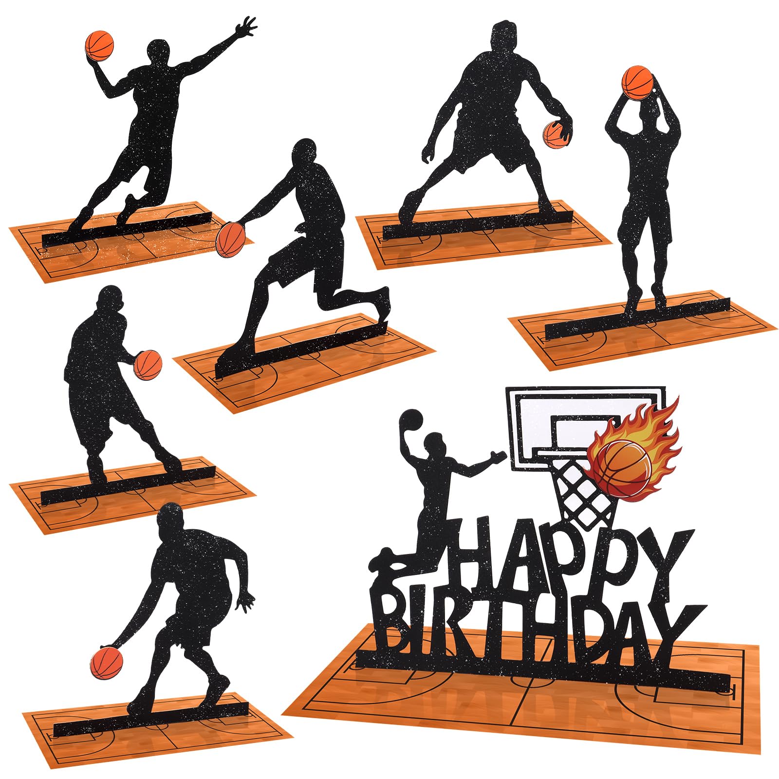 13 Pcs Basketball Party Table Decorations Basketball Table Centerpieces Paper Basketball Player Silhouette Birthday Party Table Signs Basketball Slam Dunk Centerpieces for Birthday Party Supplies
