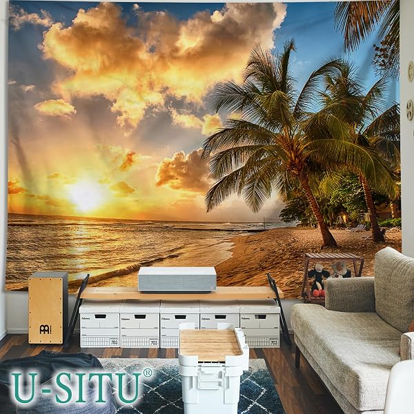 U-SITU タペストリー 壁掛け 壁飾り 海 朝日 砂浜 自然景色 オシャレ 背景 多機能 布ポスター インテリア 雰囲気転換(サイズ:丈100cm x 幅150cm)カラー:GT0039A - 2