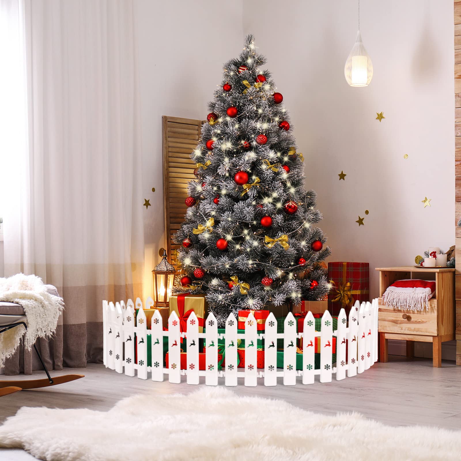 Recinzione Da Giardino Natalizia | Staccionata Bianca Decorativa - 4 Pezzi Da 50 Cm