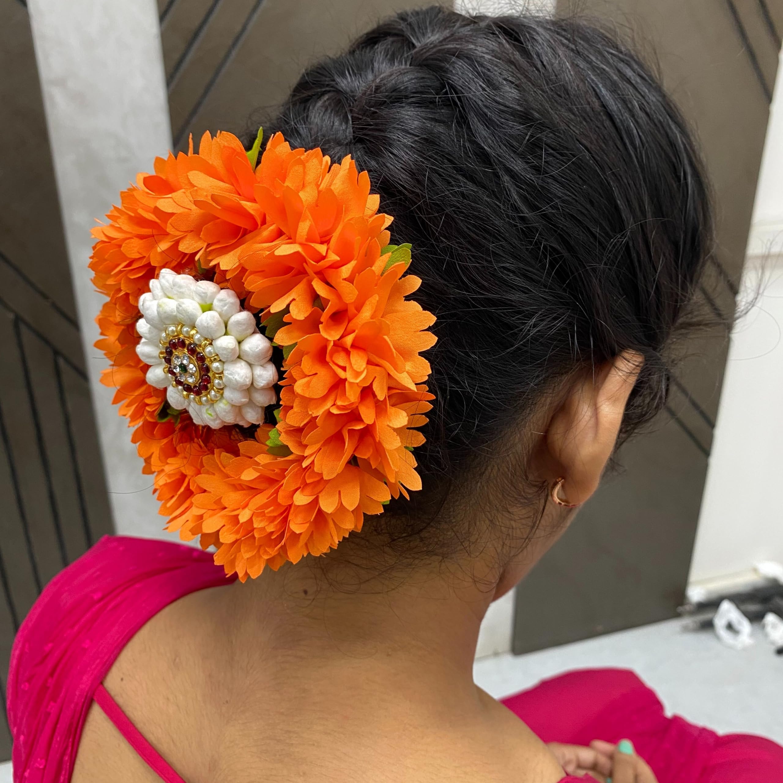 Daedal crafters White & Beige Artificial Gajra for Hair (Pack of 2), Hair Accessories for Women & Girls, Festive Hair Bands for Traditional Hairstyles & Beauty Styling
