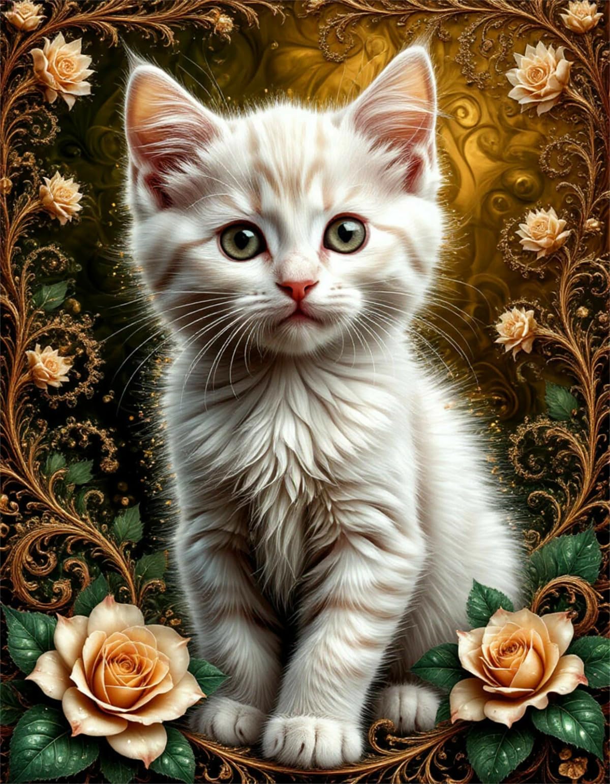 Puzzle 1200 Pezzi Gatto Rosa Rosso Puzzle per Adulti, Difficile e Sfidante con Poster Idea Regalo per Appassionati Puzzle Classici