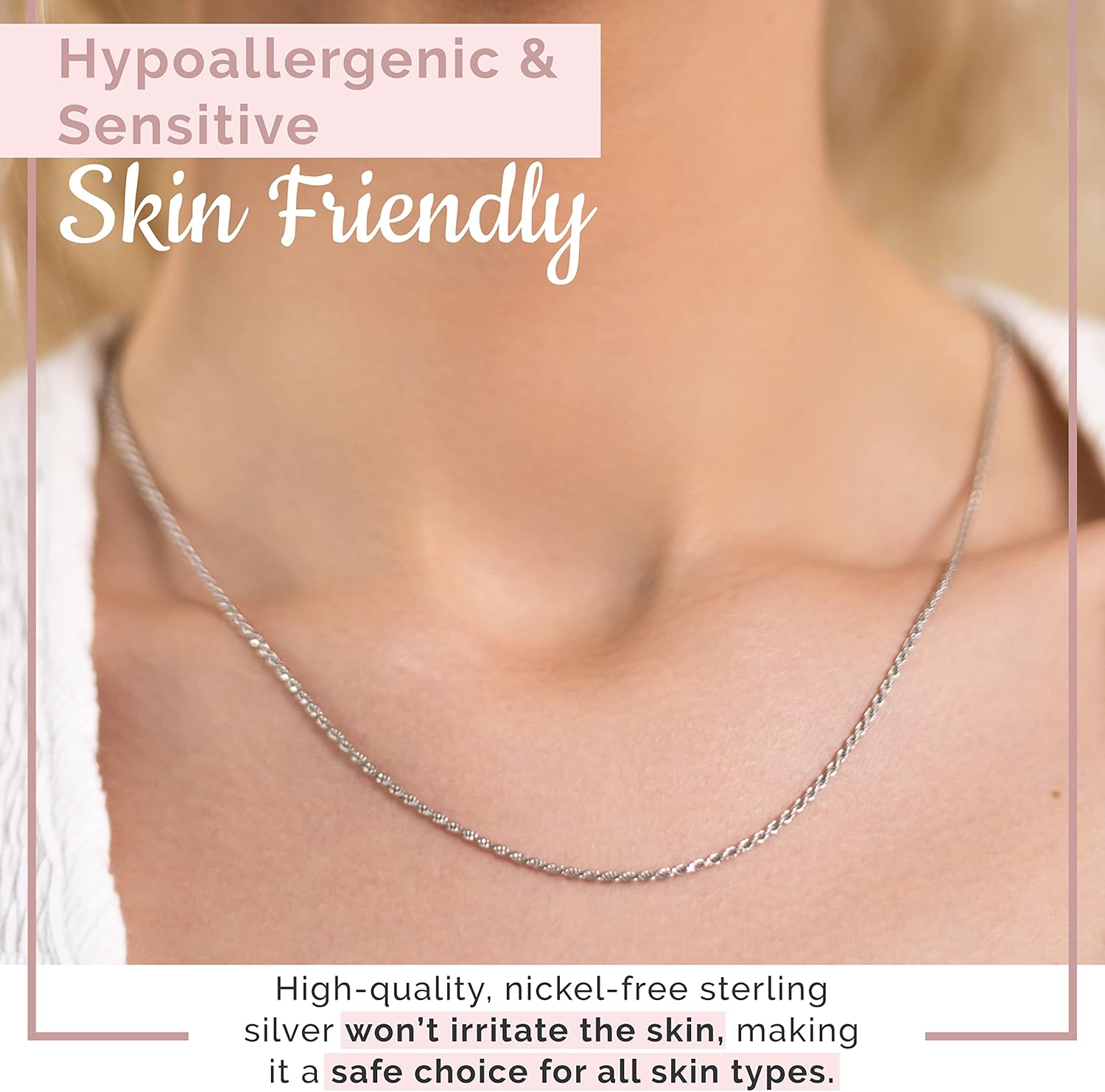 MAZZERI Rhodium Plated 925 Sterling Silver 1.3mm, 1.6mm, 2mm, 3mm Italian Rope Chain Necklace 16" - 24" - Image 3