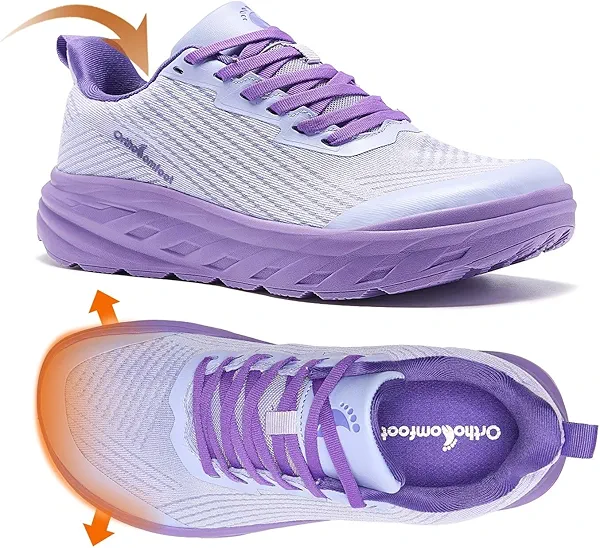 Women's Orthopedic Diabetic Wide Running Shoes: Comfortable Casual Arch Support Plantar Fasciitis Fashion Sneakers, High Arch Work Tennis Walking Shoes for Foot and Heel Pain Relief