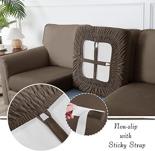 Miniatura 3 de StangH Fundas de cojín de lino para sofá  Fundas individuales para sillas con parte inferior de velcro para niños, asientos de patio al aire libre,